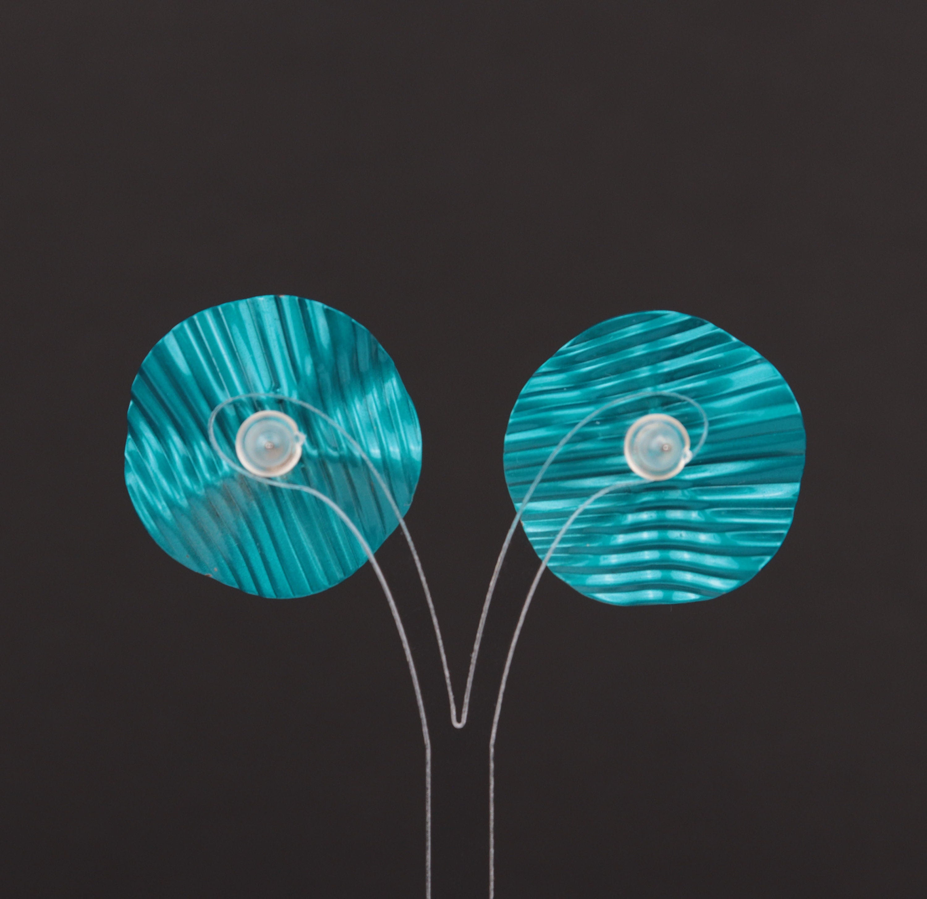 Vintage textured turquoise enamel round earrings