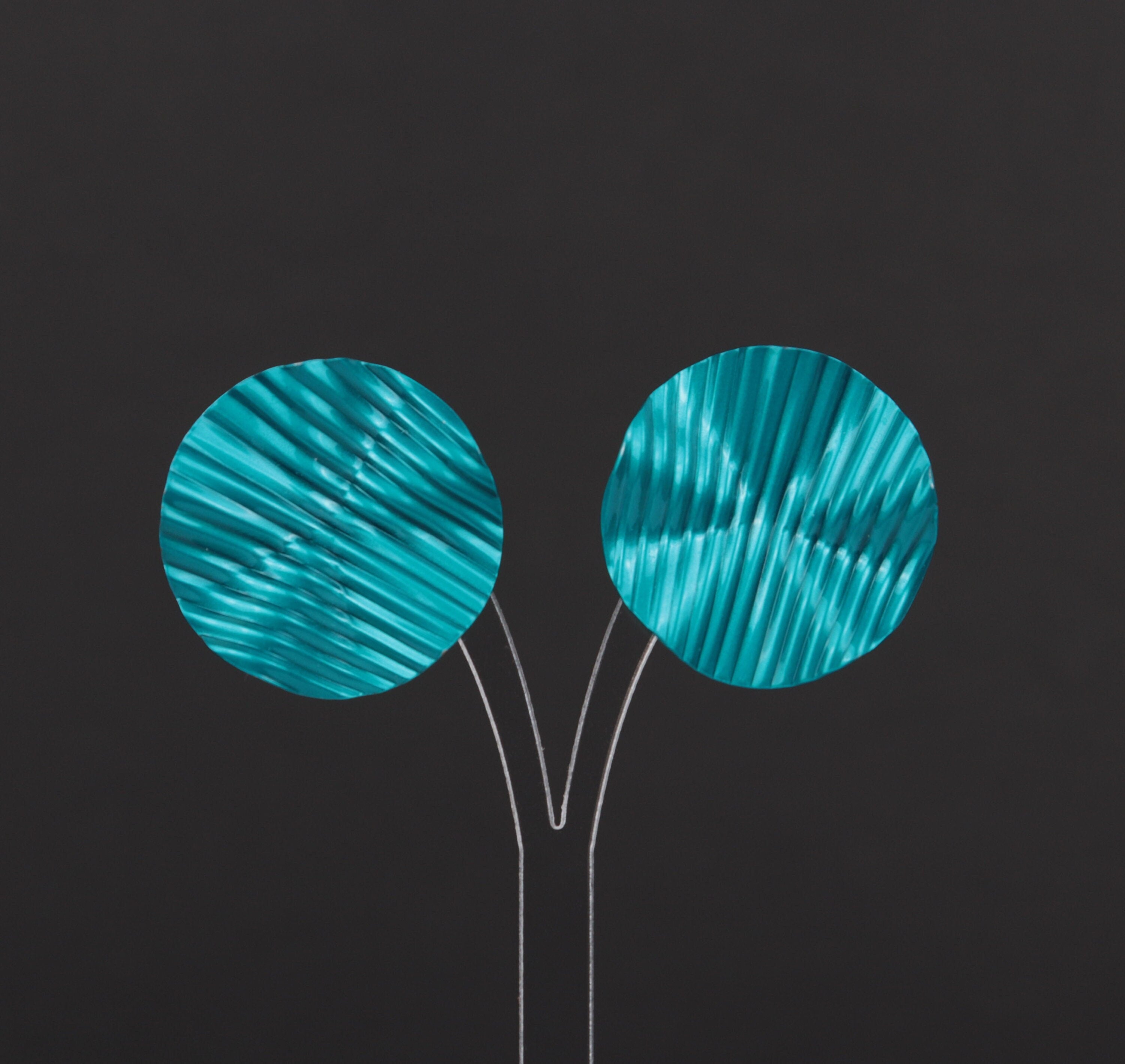 Vintage textured turquoise enamel round earrings