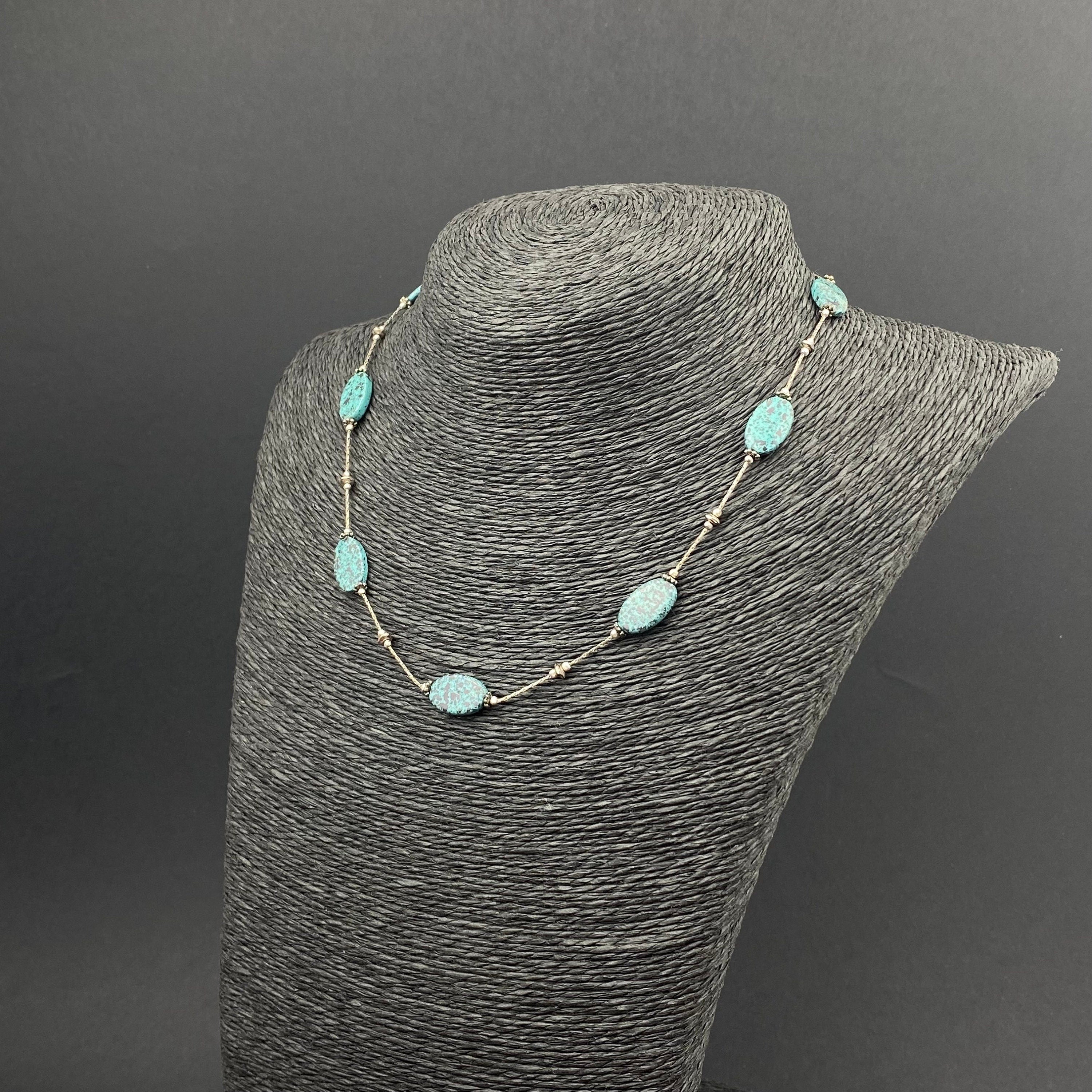 Vintage Monet silver tone and faux turquoise stone choker necklace