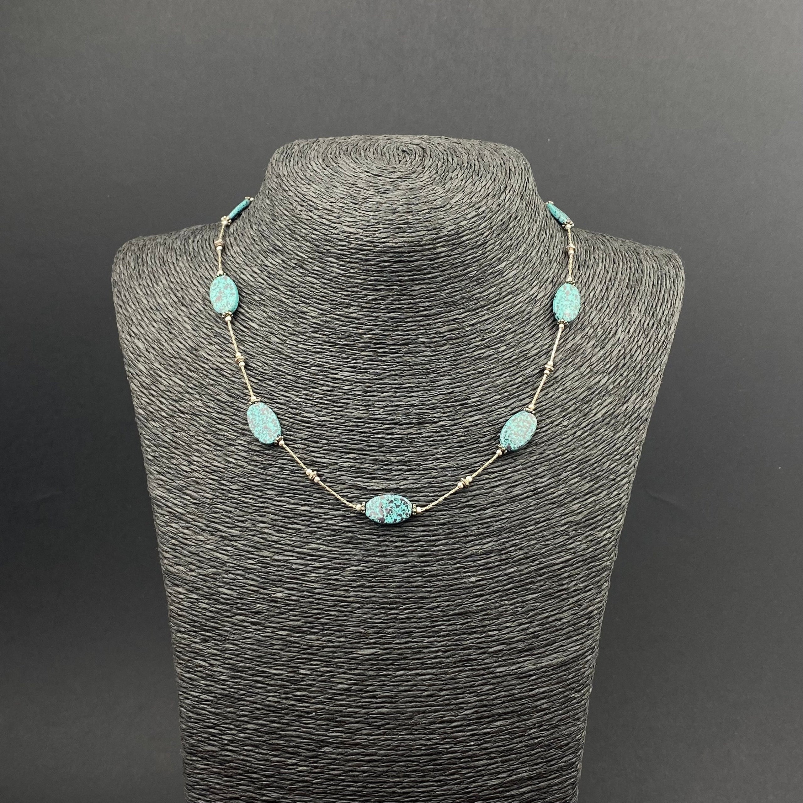 Vintage Monet silver tone and faux turquoise stone choker necklace