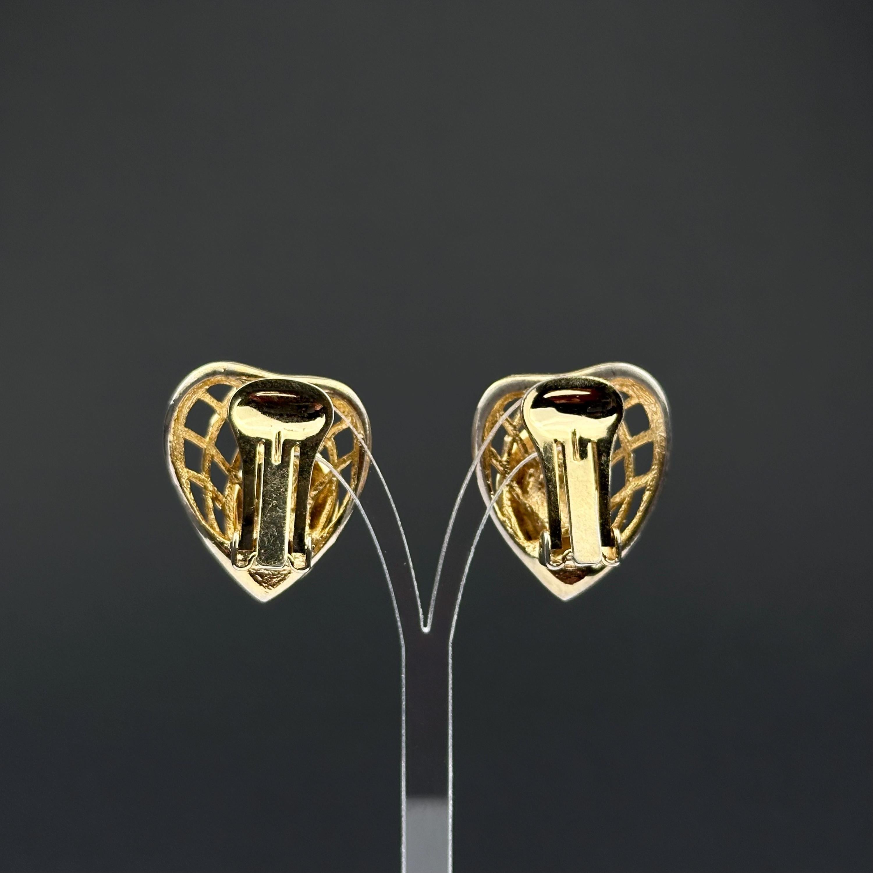 Vintage Balenciaga Paris gold tone and red enamel clip on earrings