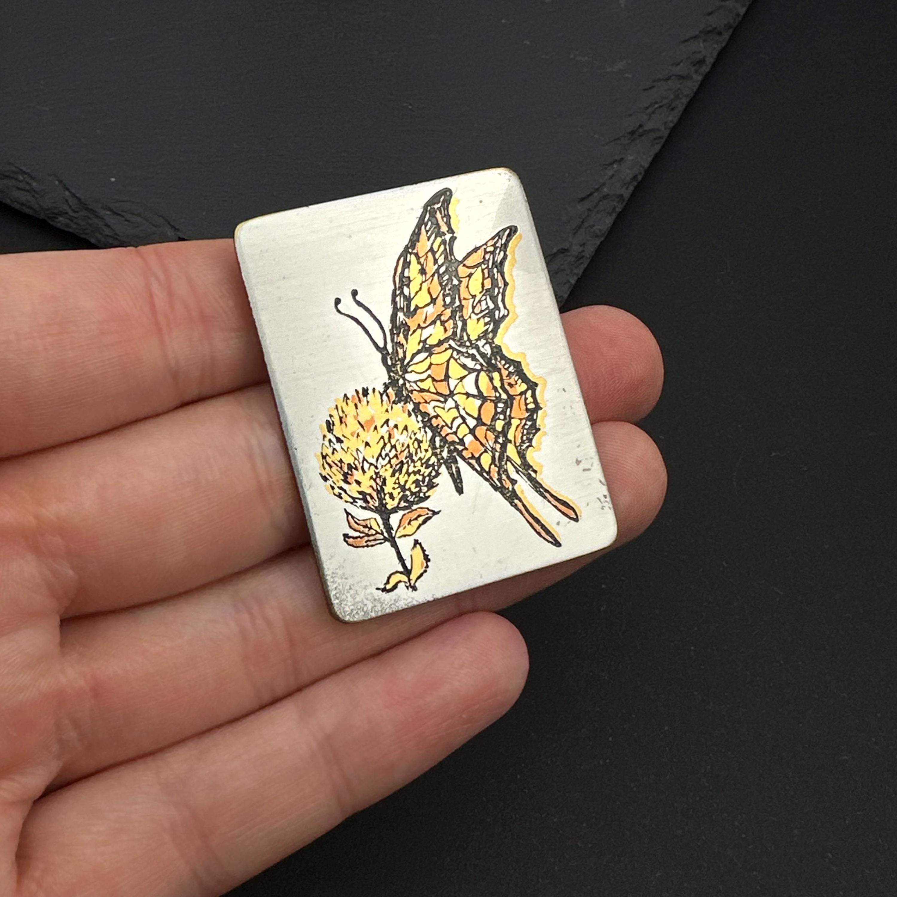 Vintage Reed & Barton damascene butterfly brooch pendant