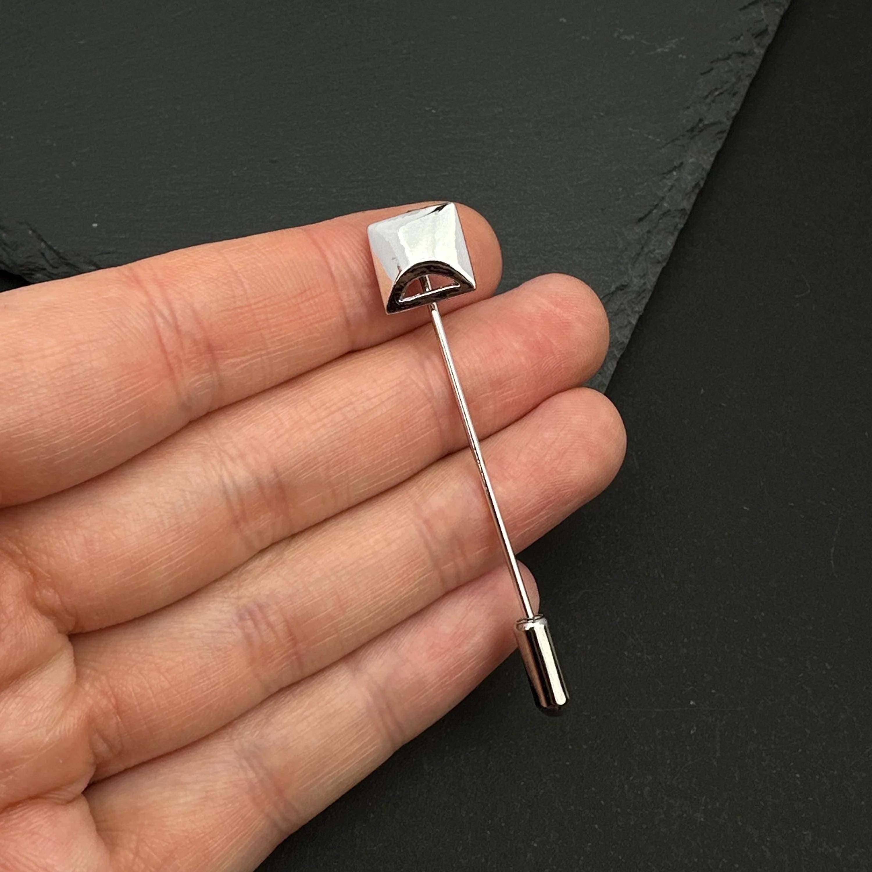 Vintage silver tone geometric pin brooch