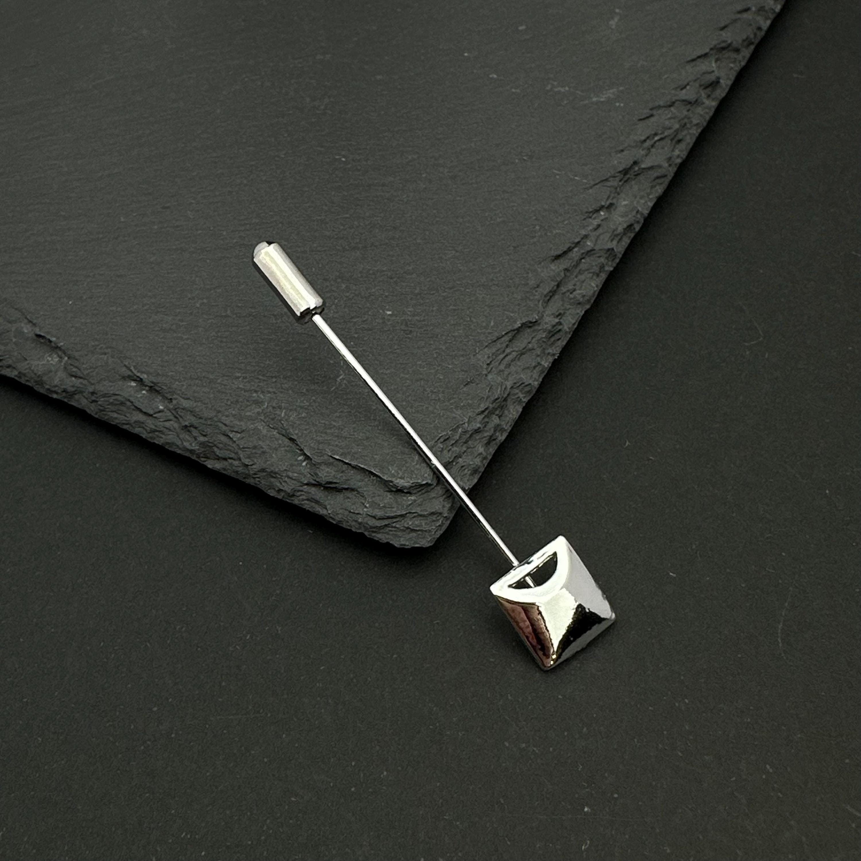 Vintage silver tone geometric pin brooch