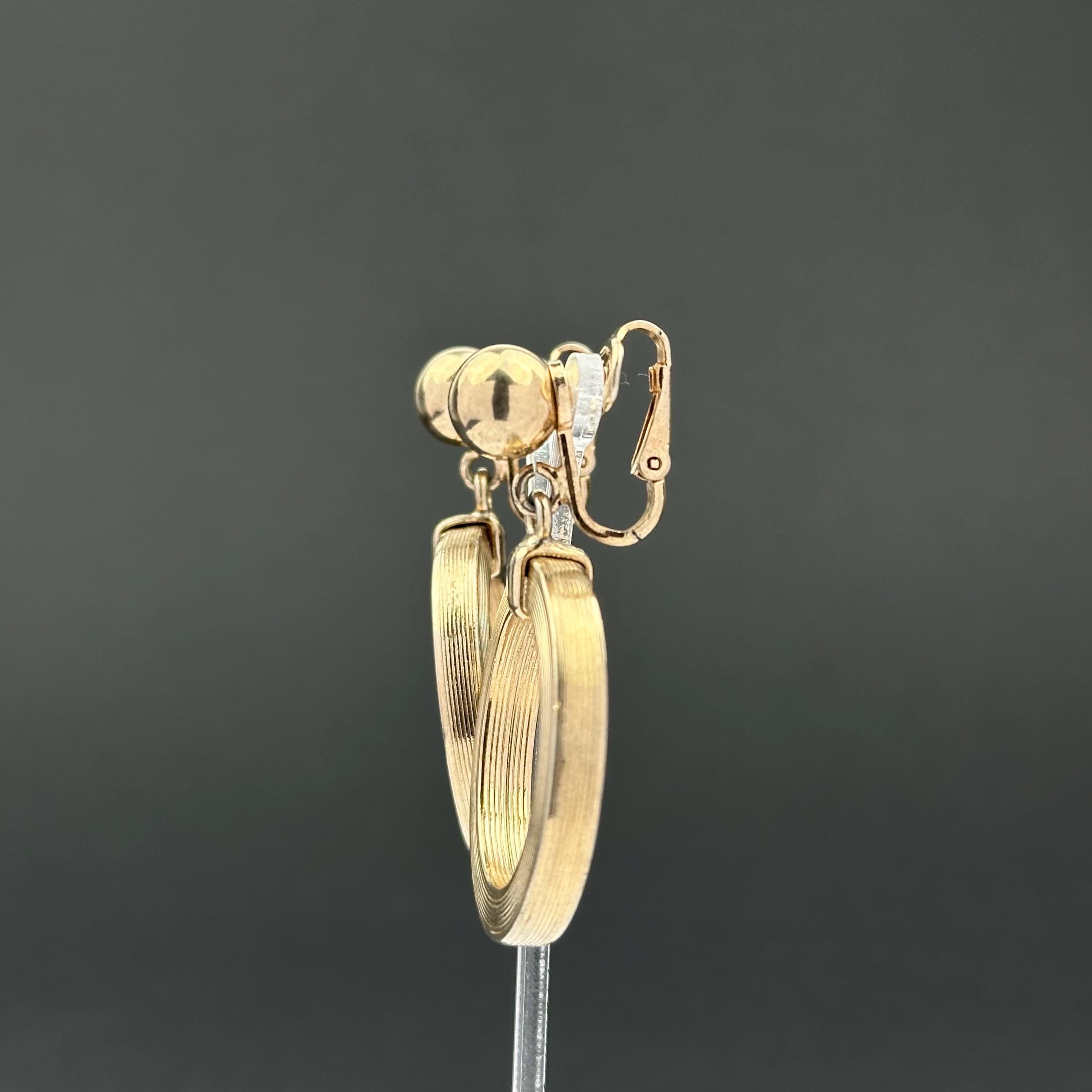Vintage Bergere Gold Tone Door Knocker Clip On Earrings