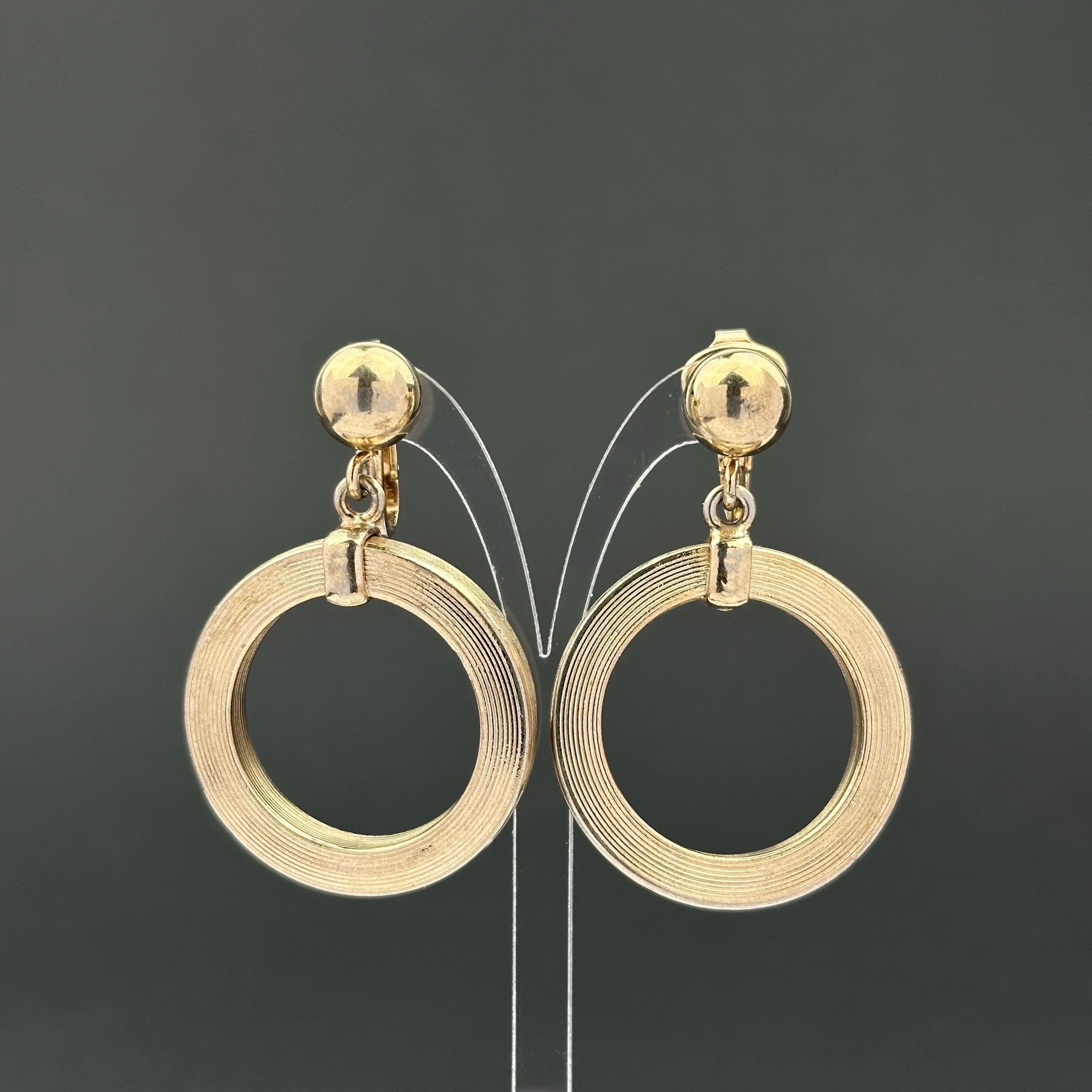 Vintage Bergere Gold Tone Door Knocker Clip On Earrings