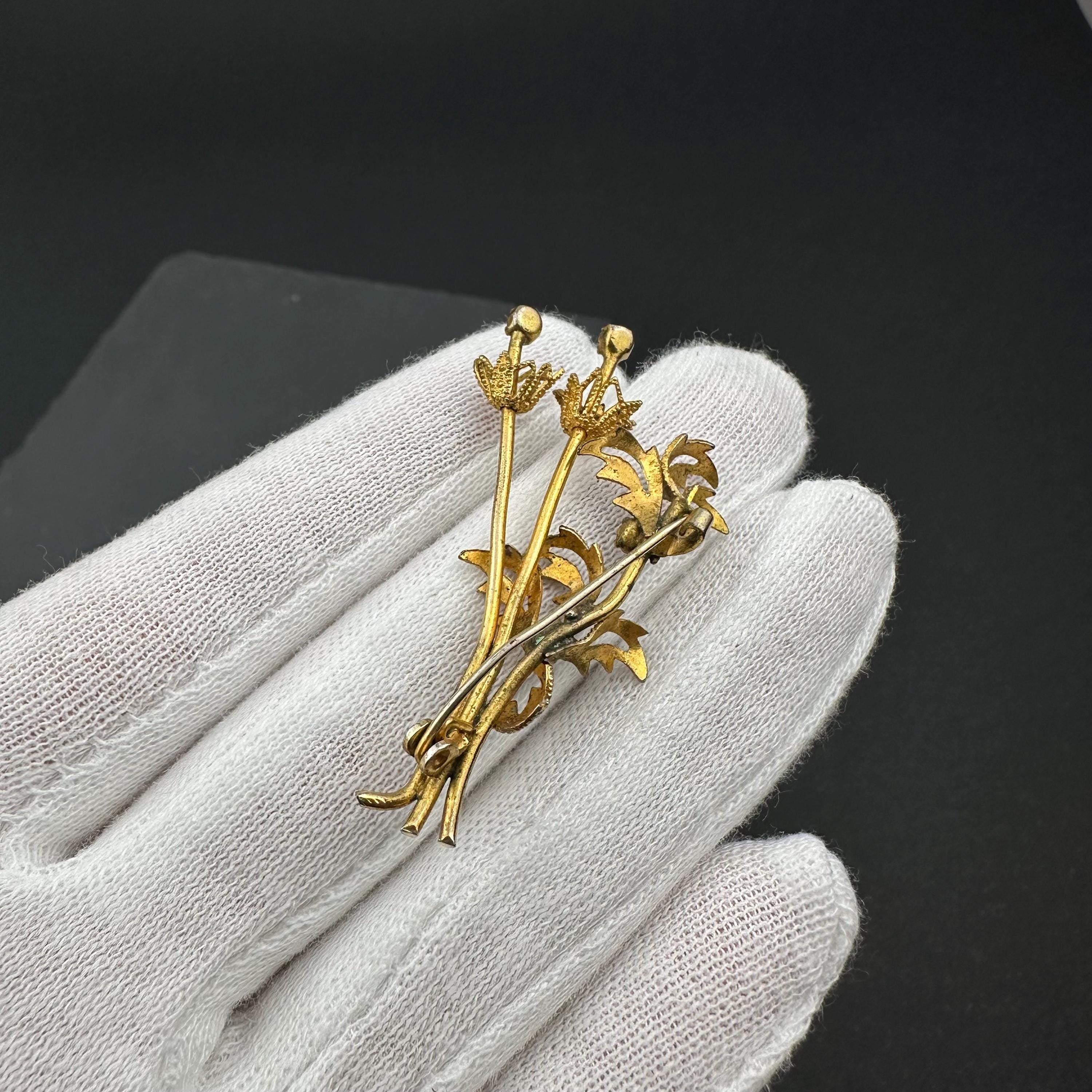 Vintage gold tone and crystal bouquet brooch