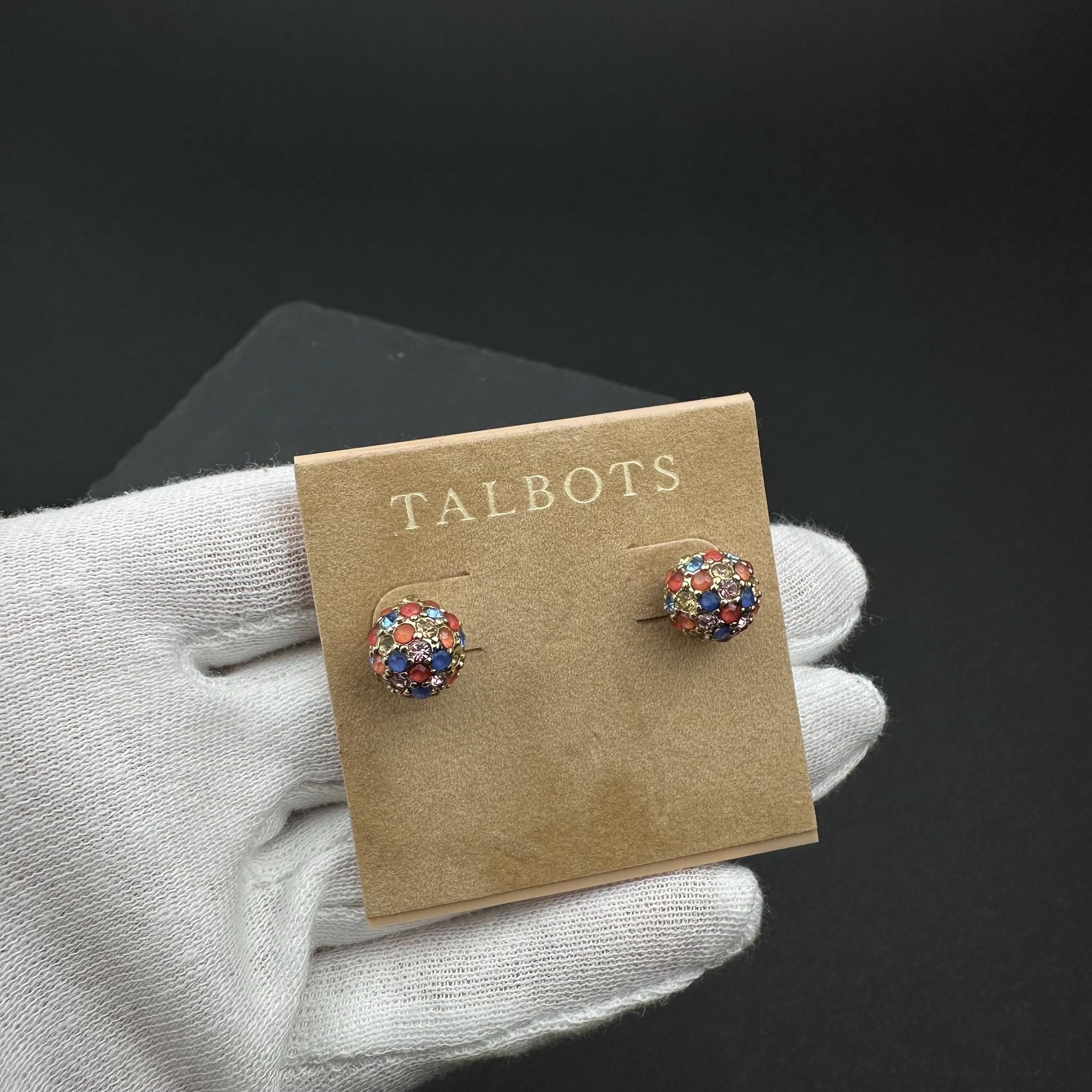 Vintage Talbots gold-tone multicolor rhinestone stud earrings