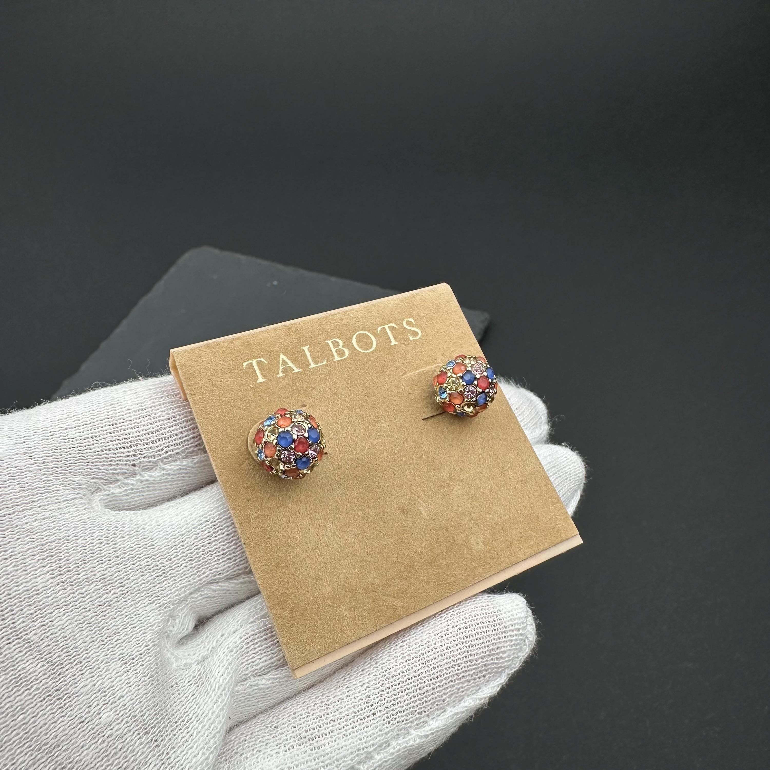 Vintage Talbots gold-tone multicolor rhinestone stud earrings