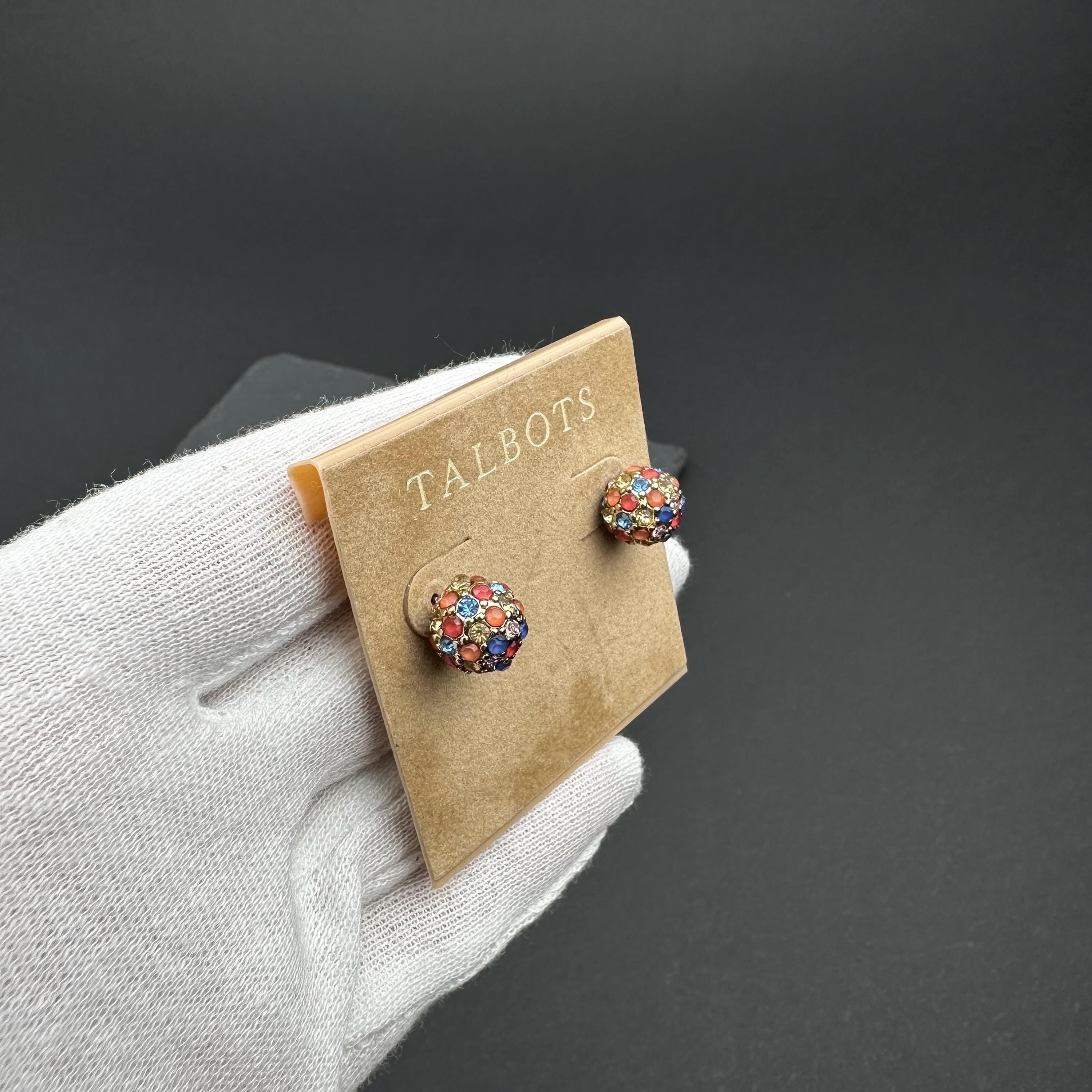 Vintage Talbots gold-tone multicolor rhinestone stud earrings