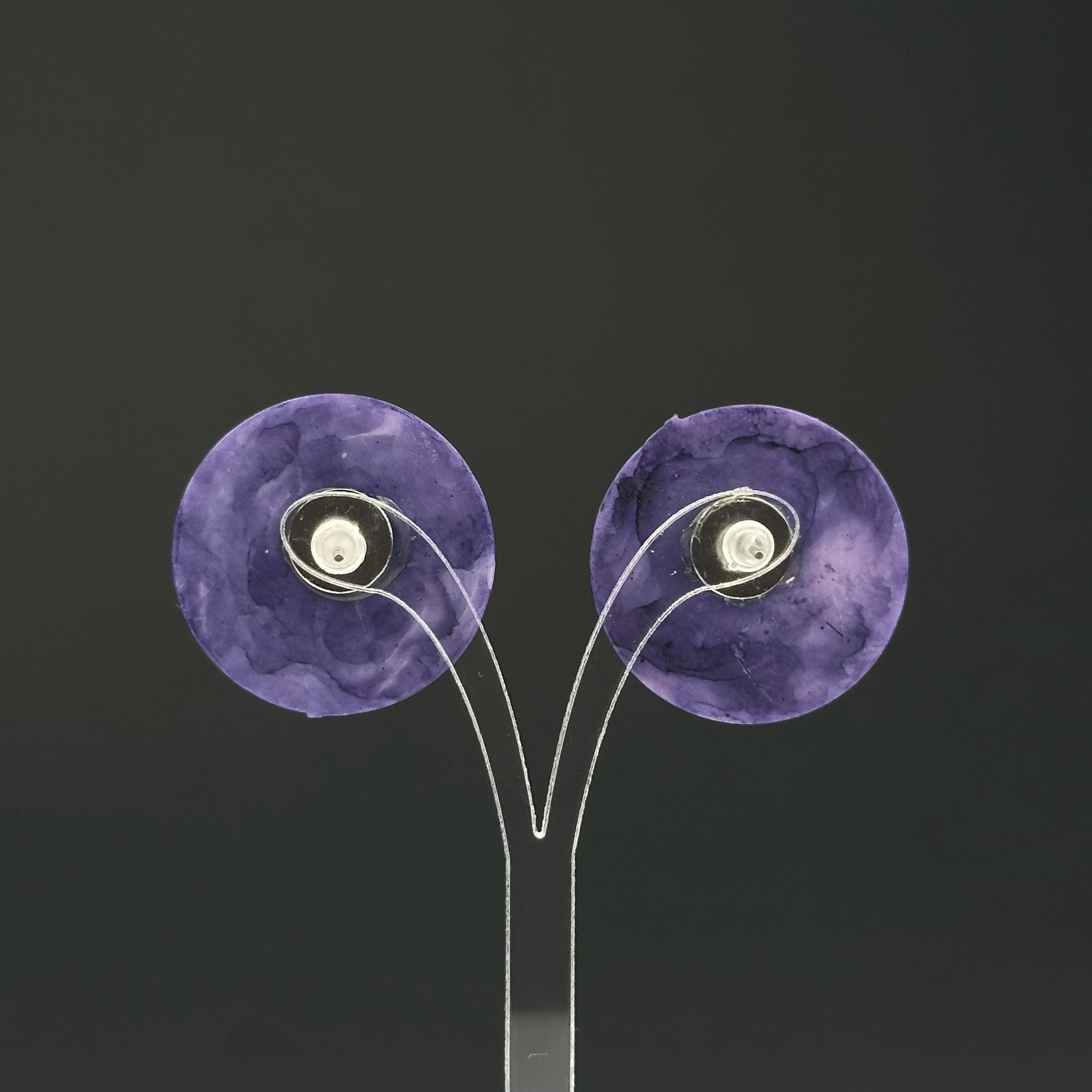 Vintage purple and gold tone plastic earrings