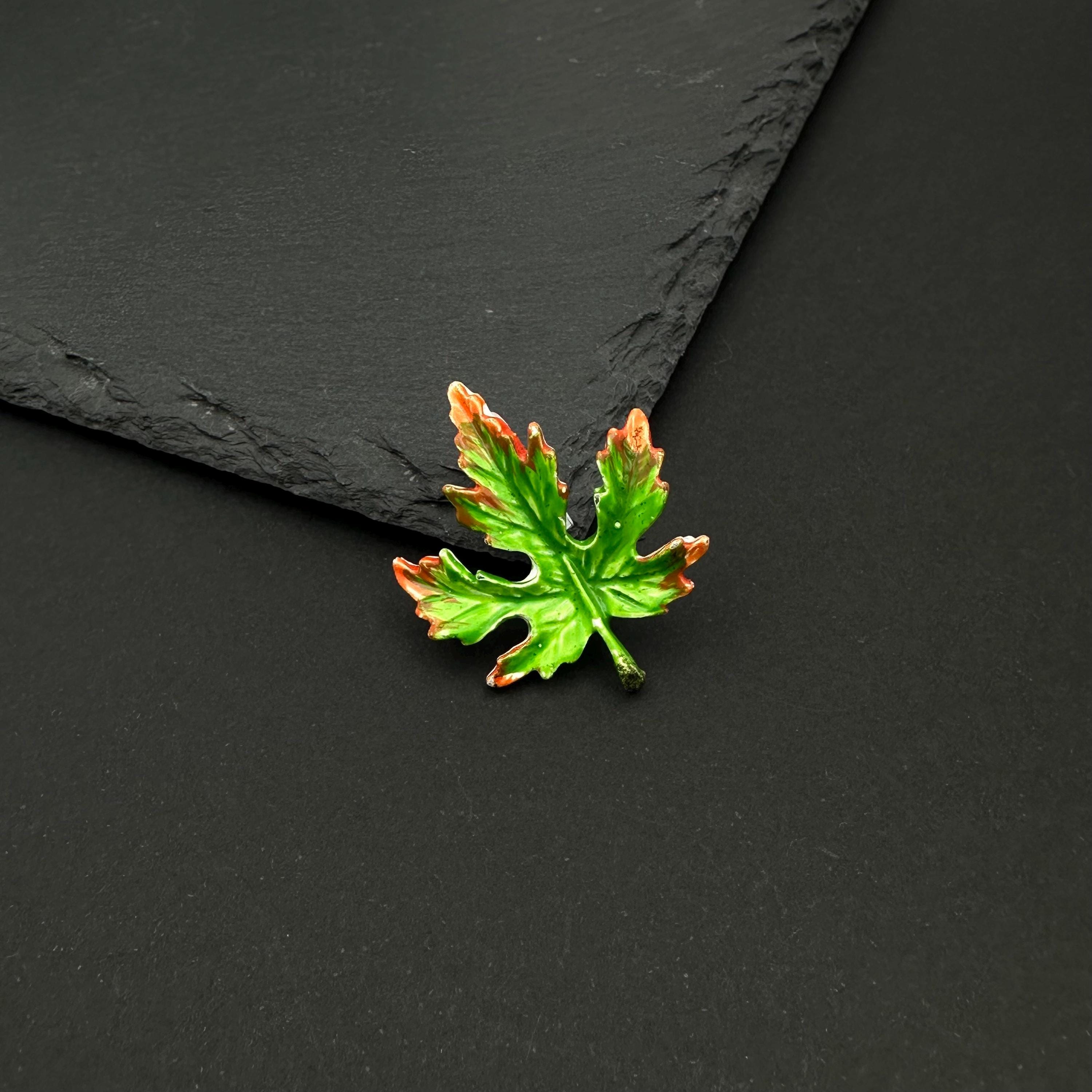 Vintage Gerry's enamel leaf brooch
