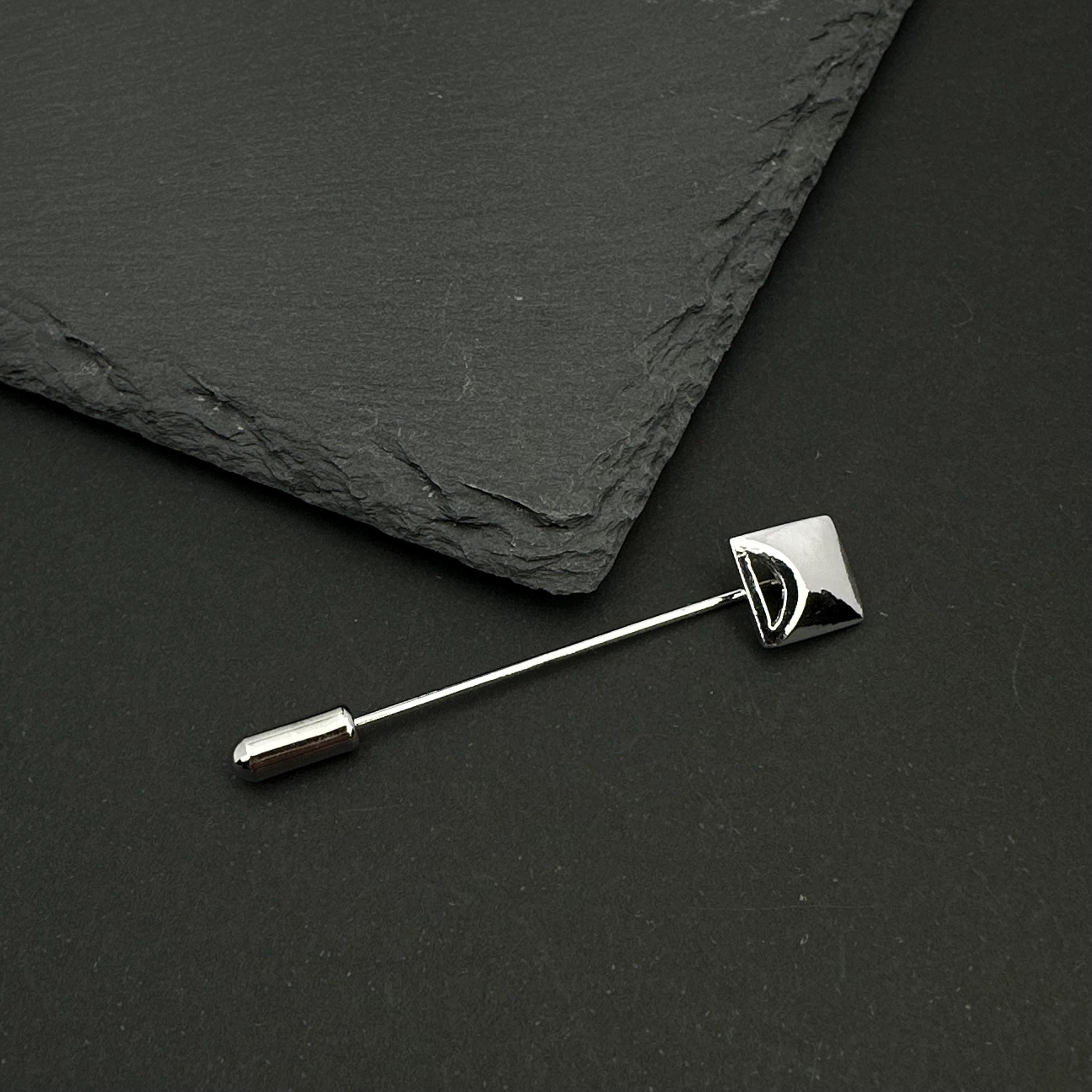Vintage silver tone geometric pin brooch
