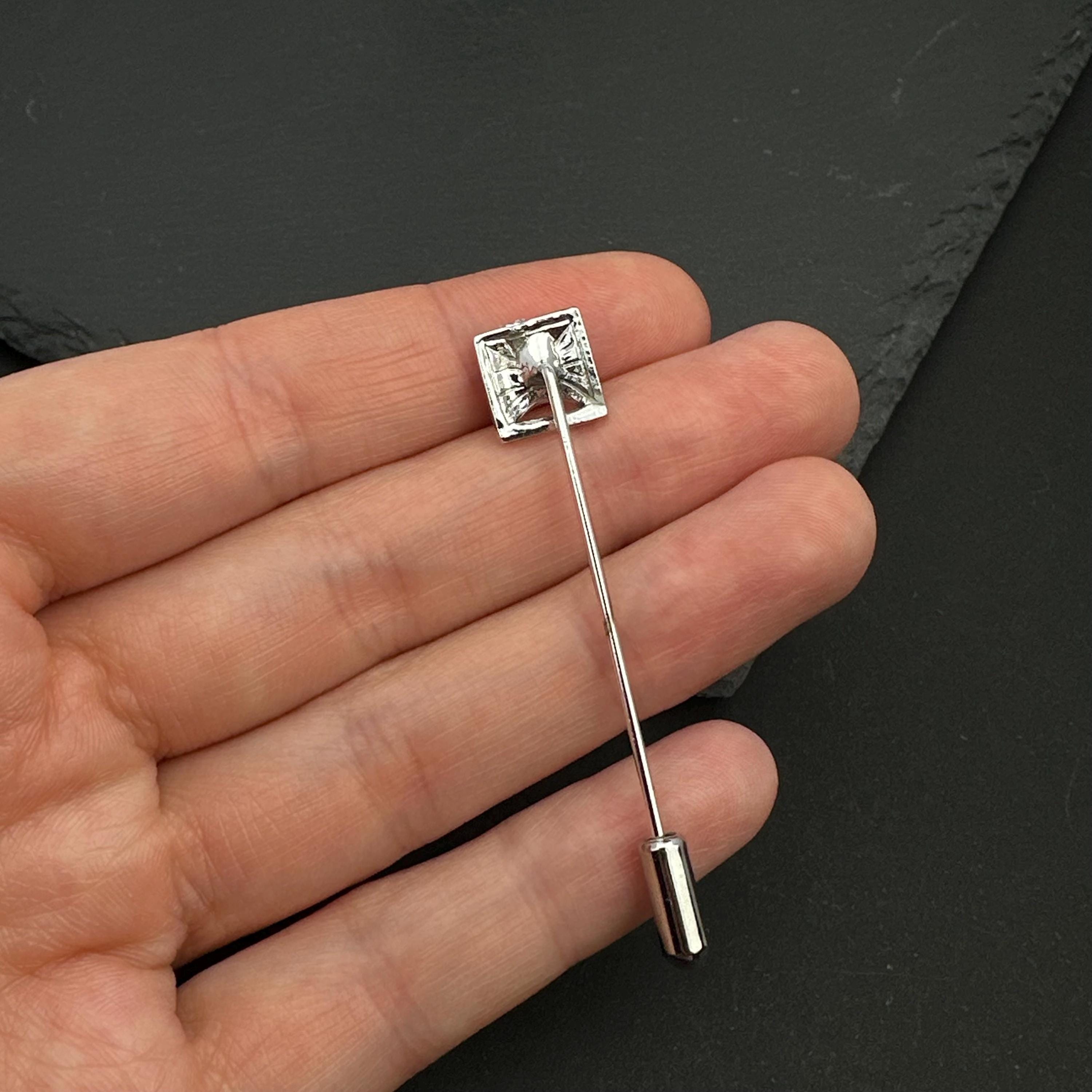 Vintage silver tone geometric pin brooch