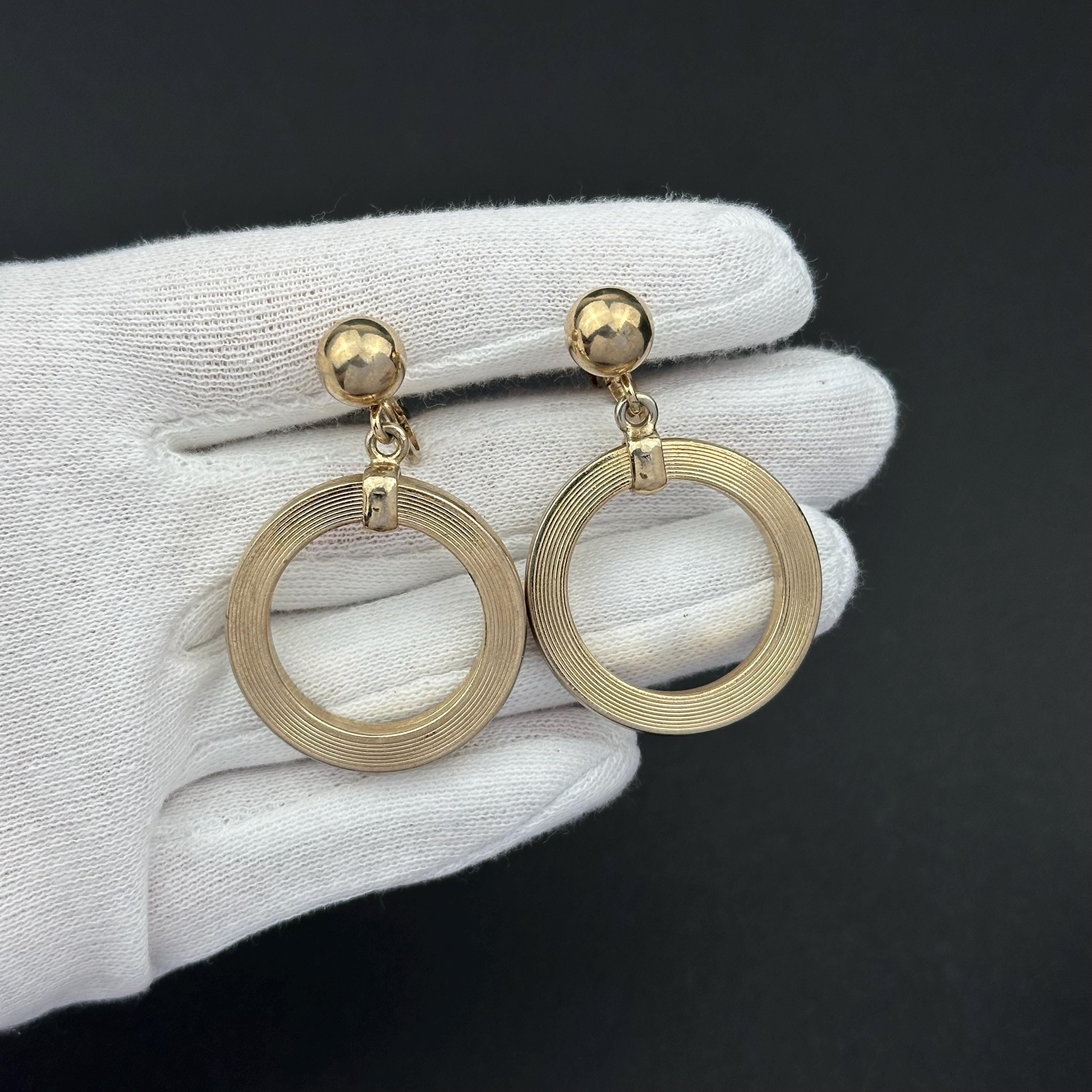 Vintage Bergere Gold Tone Door Knocker Clip On Earrings