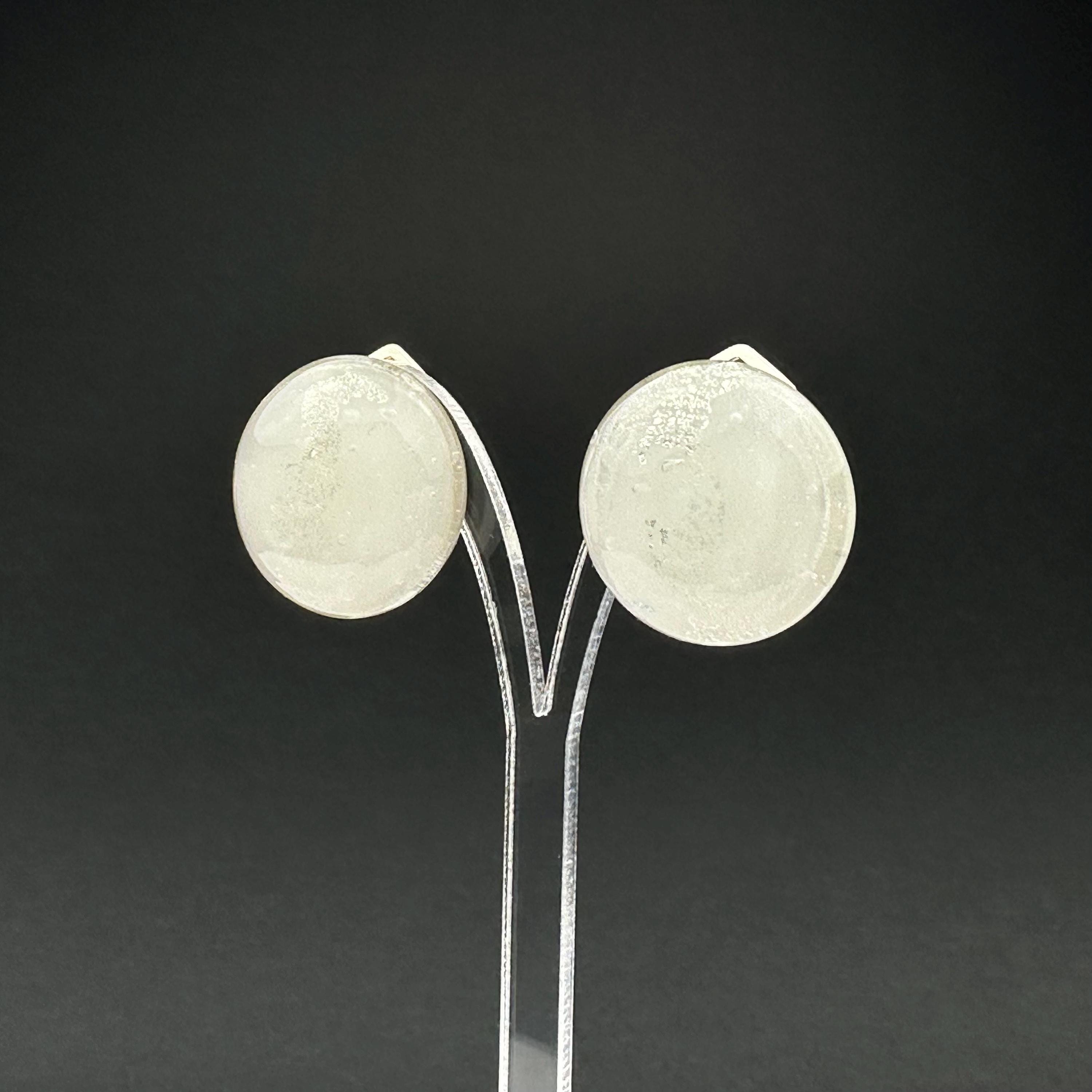 Vintage Clear Glass Clip-On Earrings, Minimalist Retro Jewelry