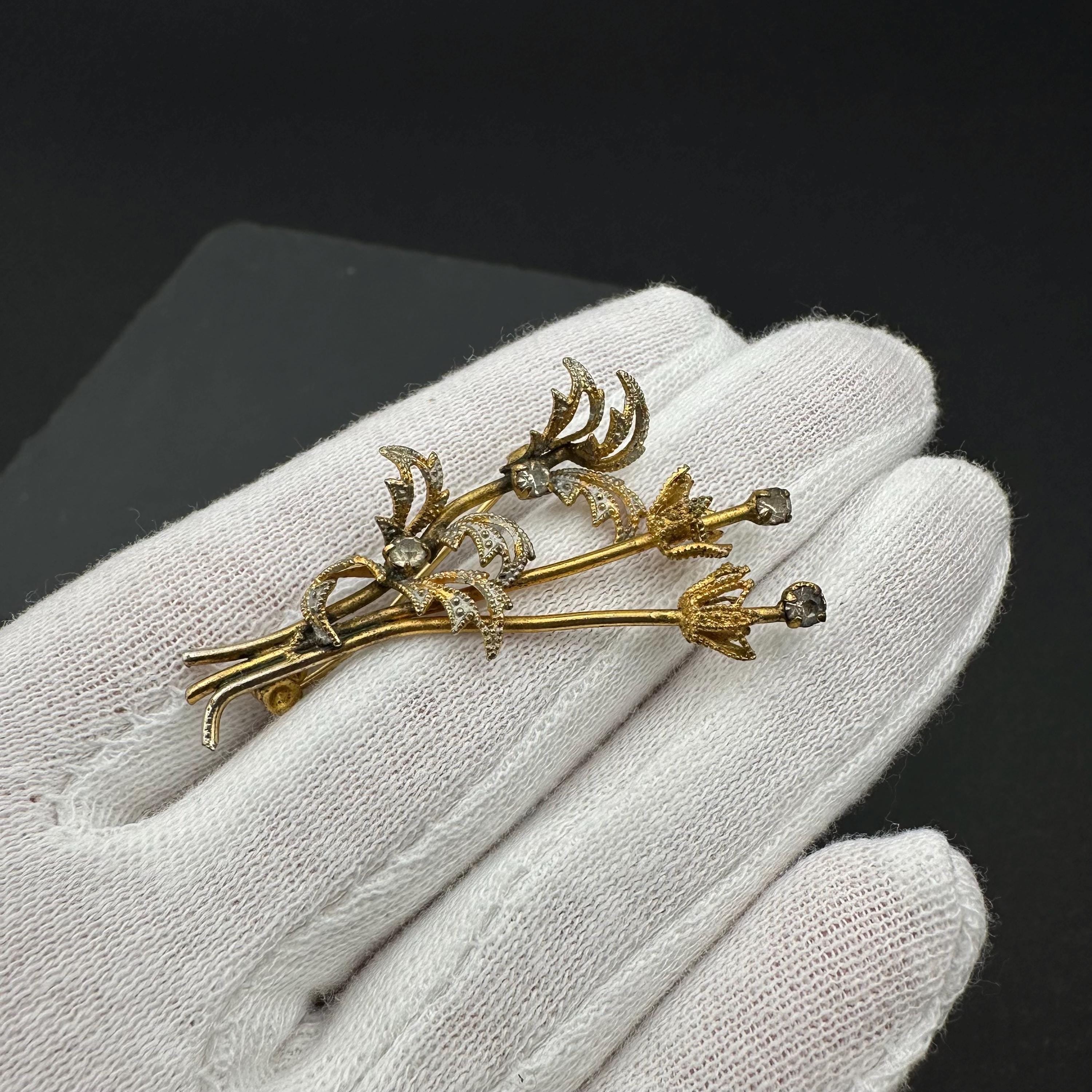 Vintage gold tone and crystal bouquet brooch