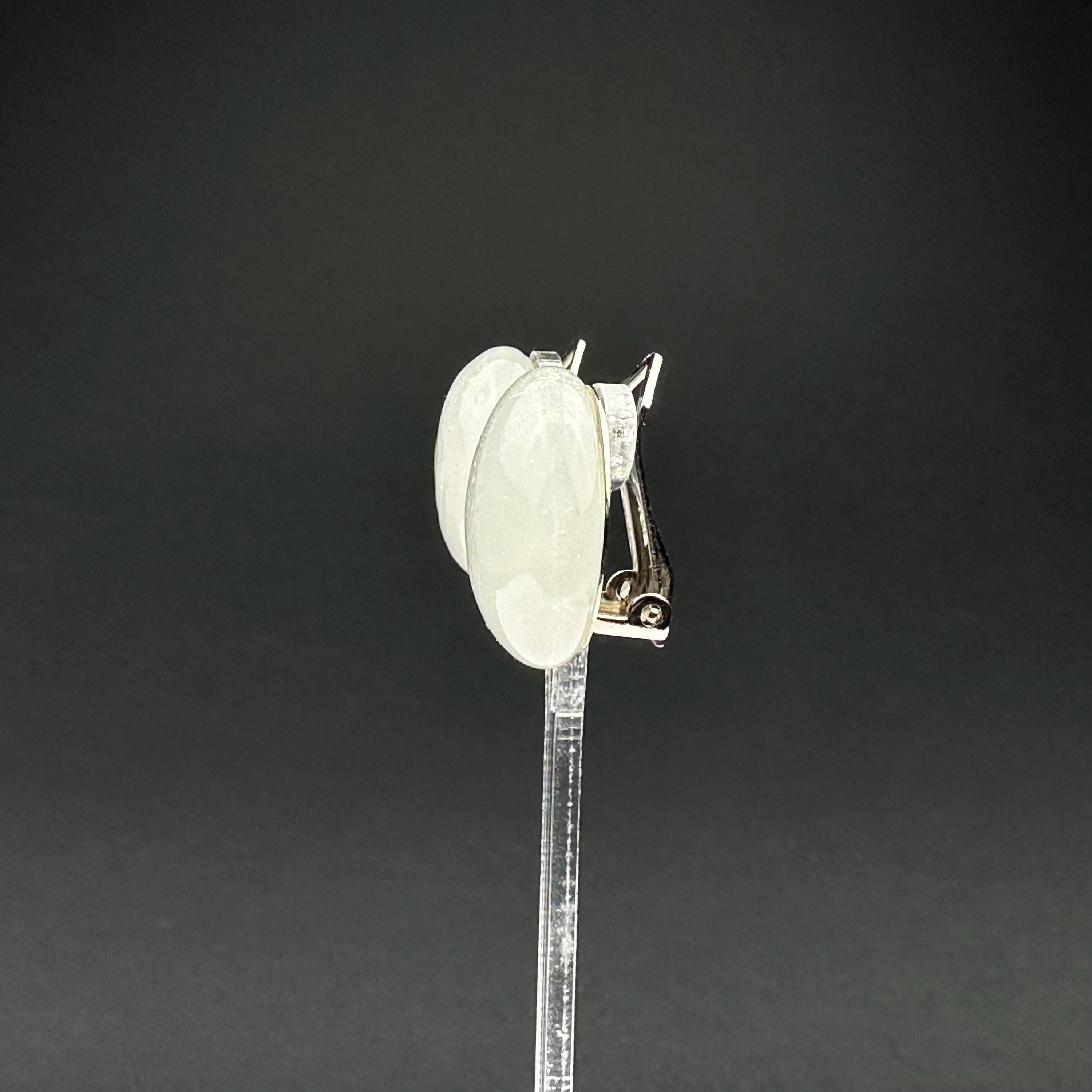 Vintage Clear Glass Clip-On Earrings, Minimalist Retro Jewelry