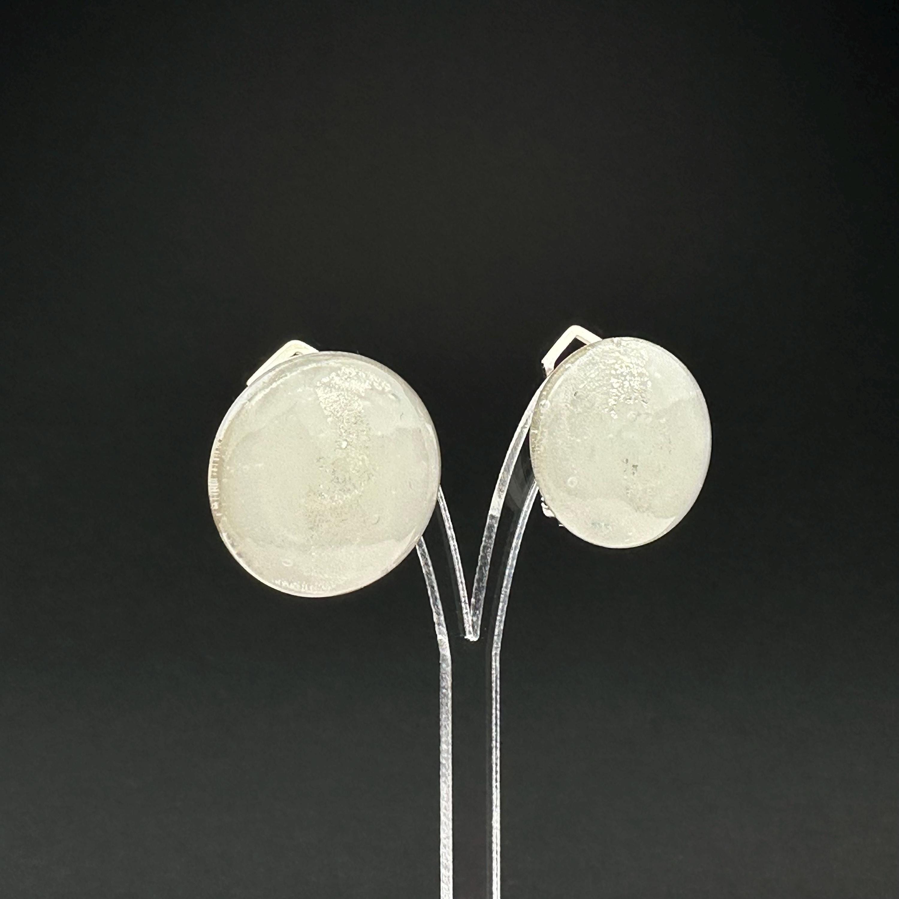 Vintage Clear Glass Clip-On Earrings, Minimalist Retro Jewelry