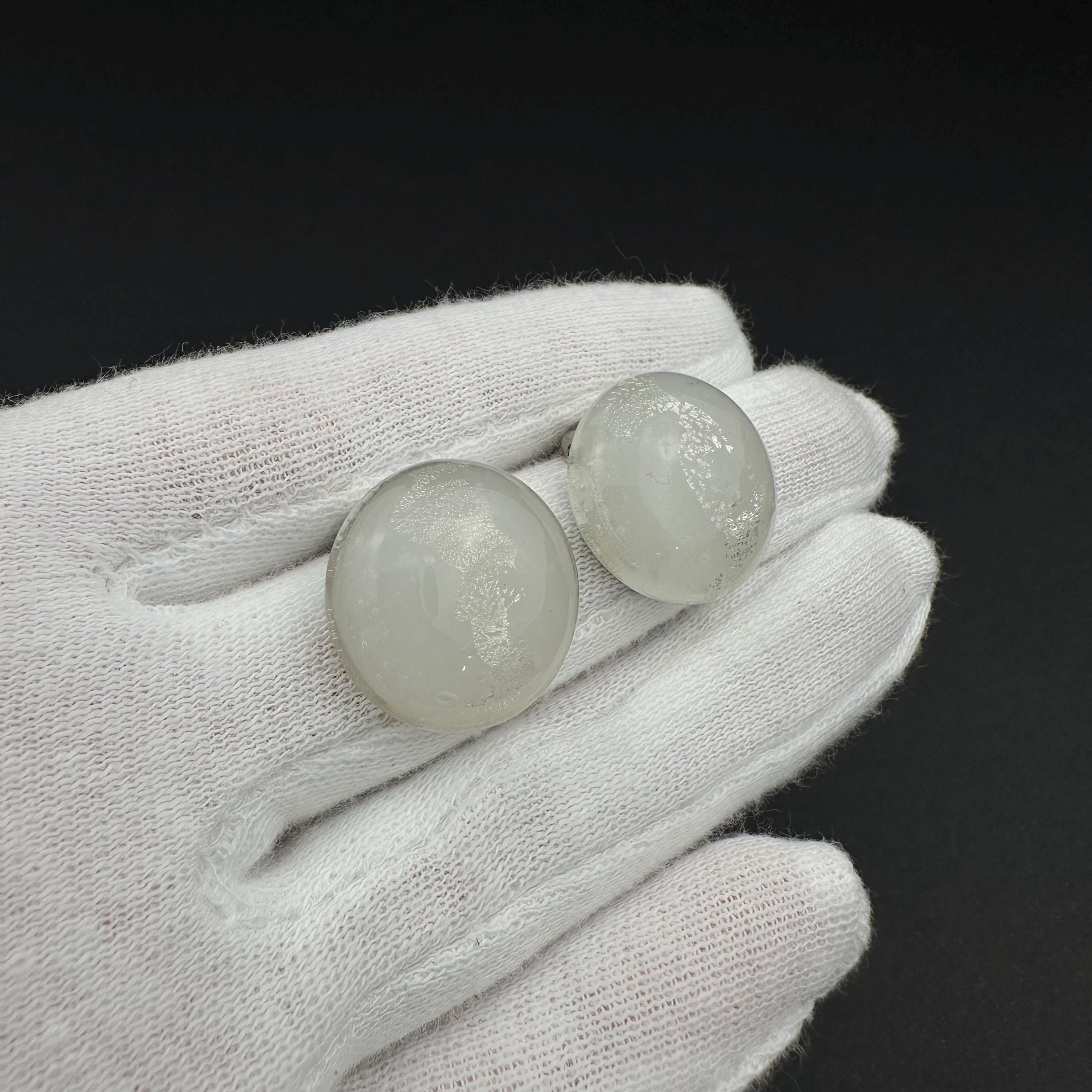 Vintage Clear Glass Clip-On Earrings, Minimalist Retro Jewelry