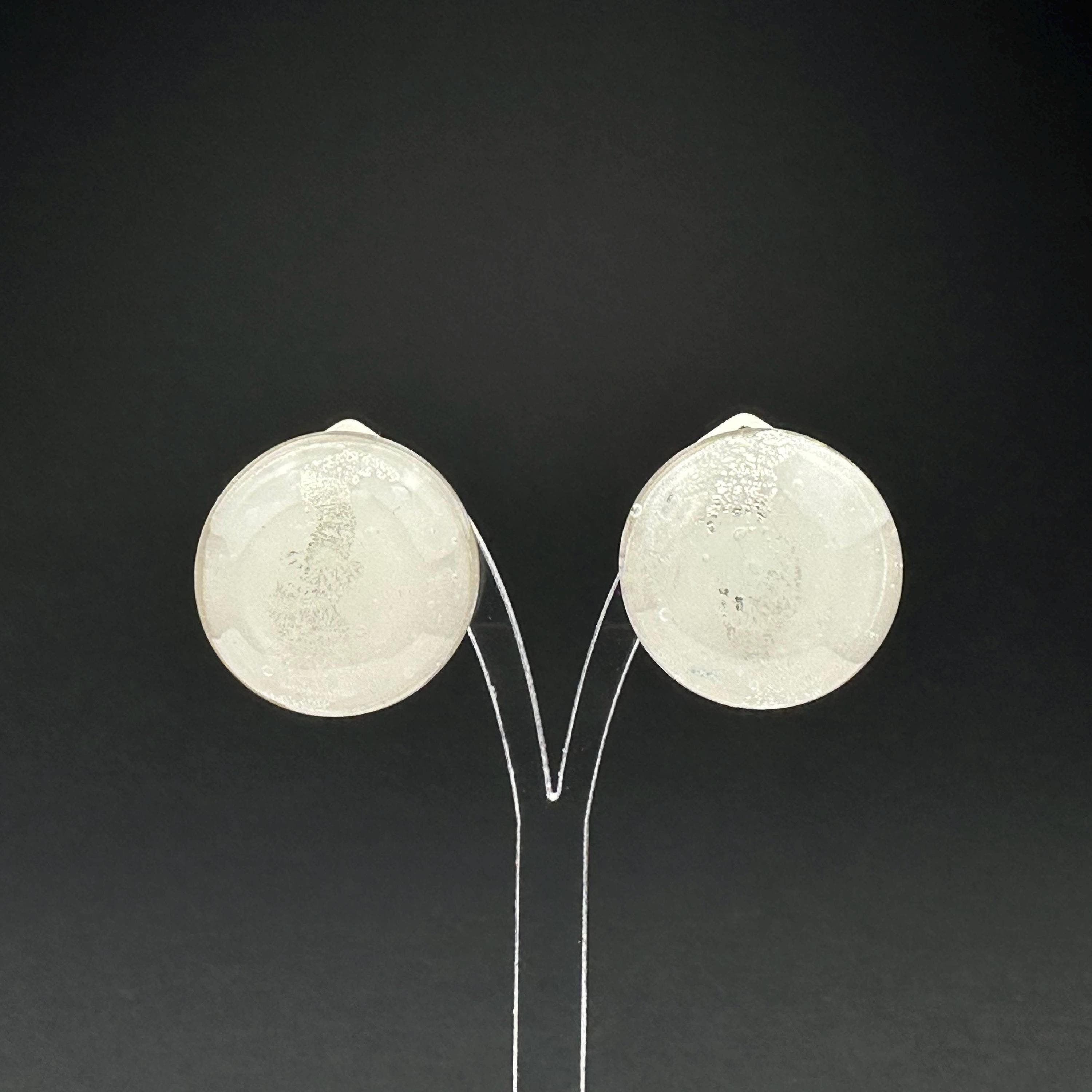 Vintage Clear Glass Clip-On Earrings, Minimalist Retro Jewelry