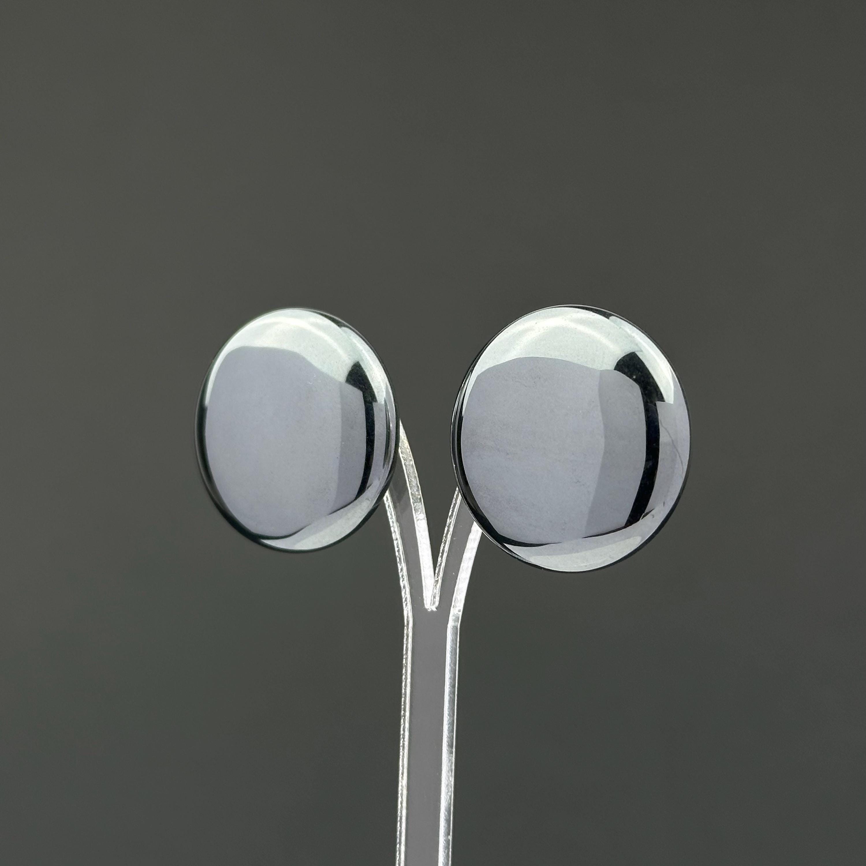 Vintage Hematite round clip-on earrings
