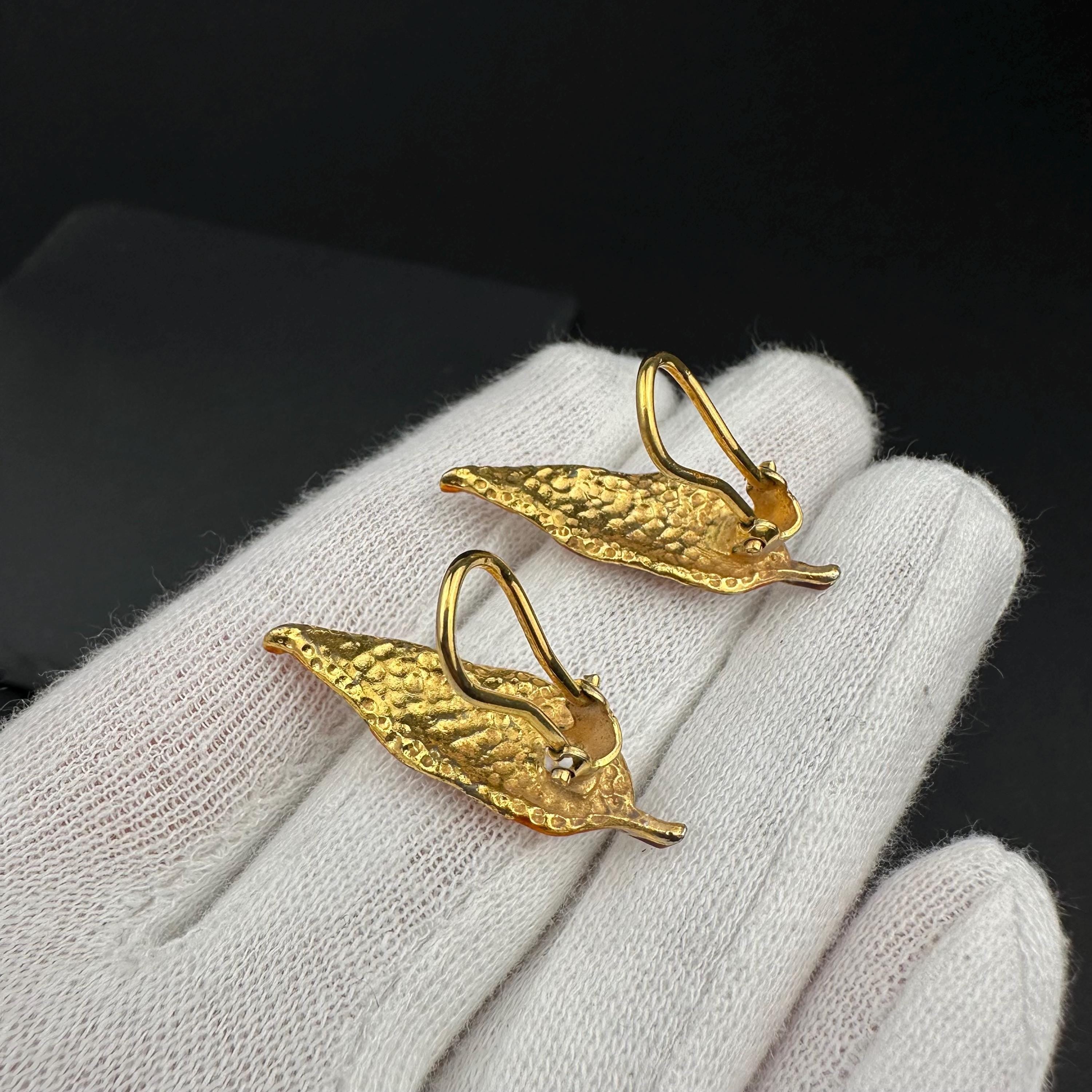 Vintage orange enamel leaf jewelry set