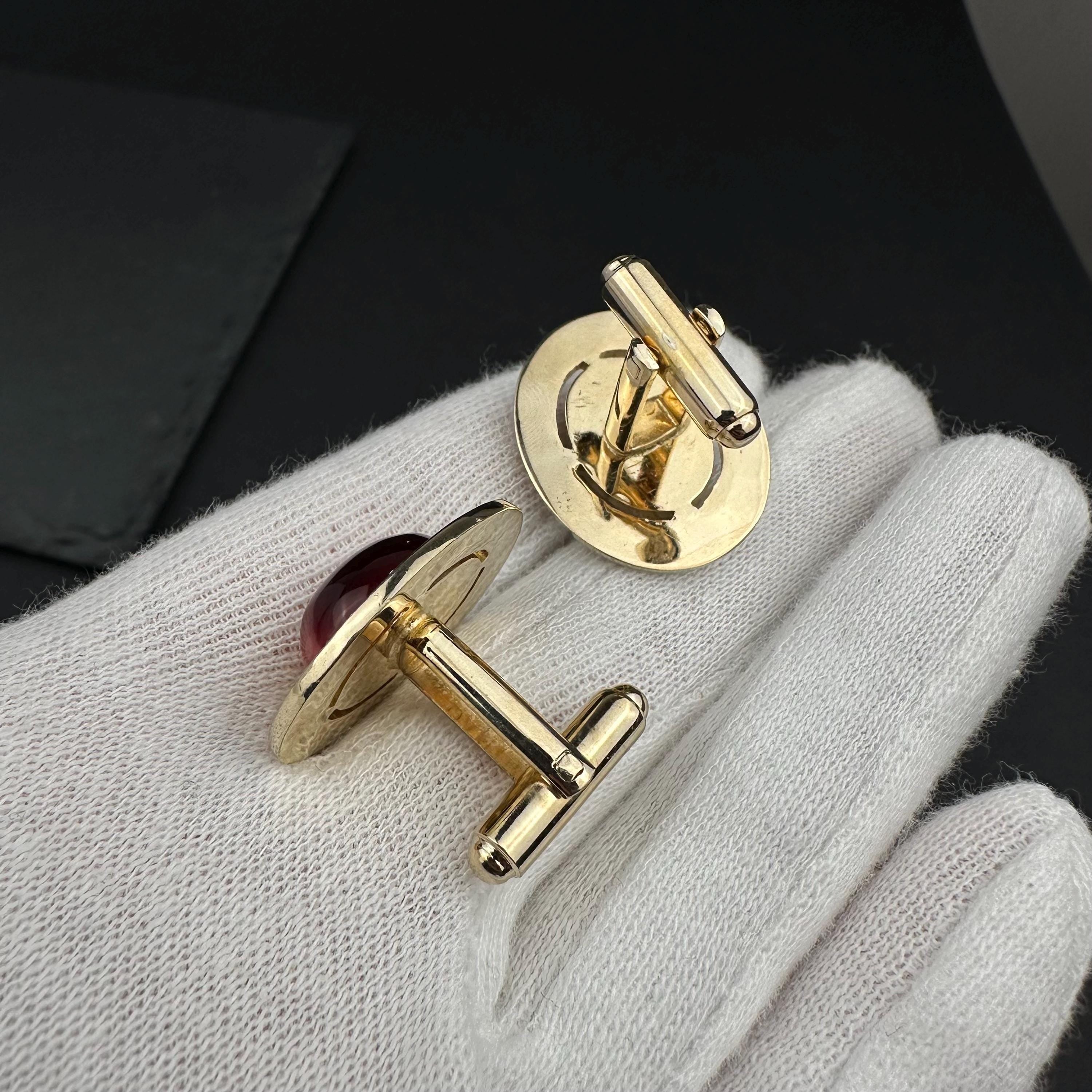 Vintage Dante gold-tone and red cat’s rye cabochons cufflinks