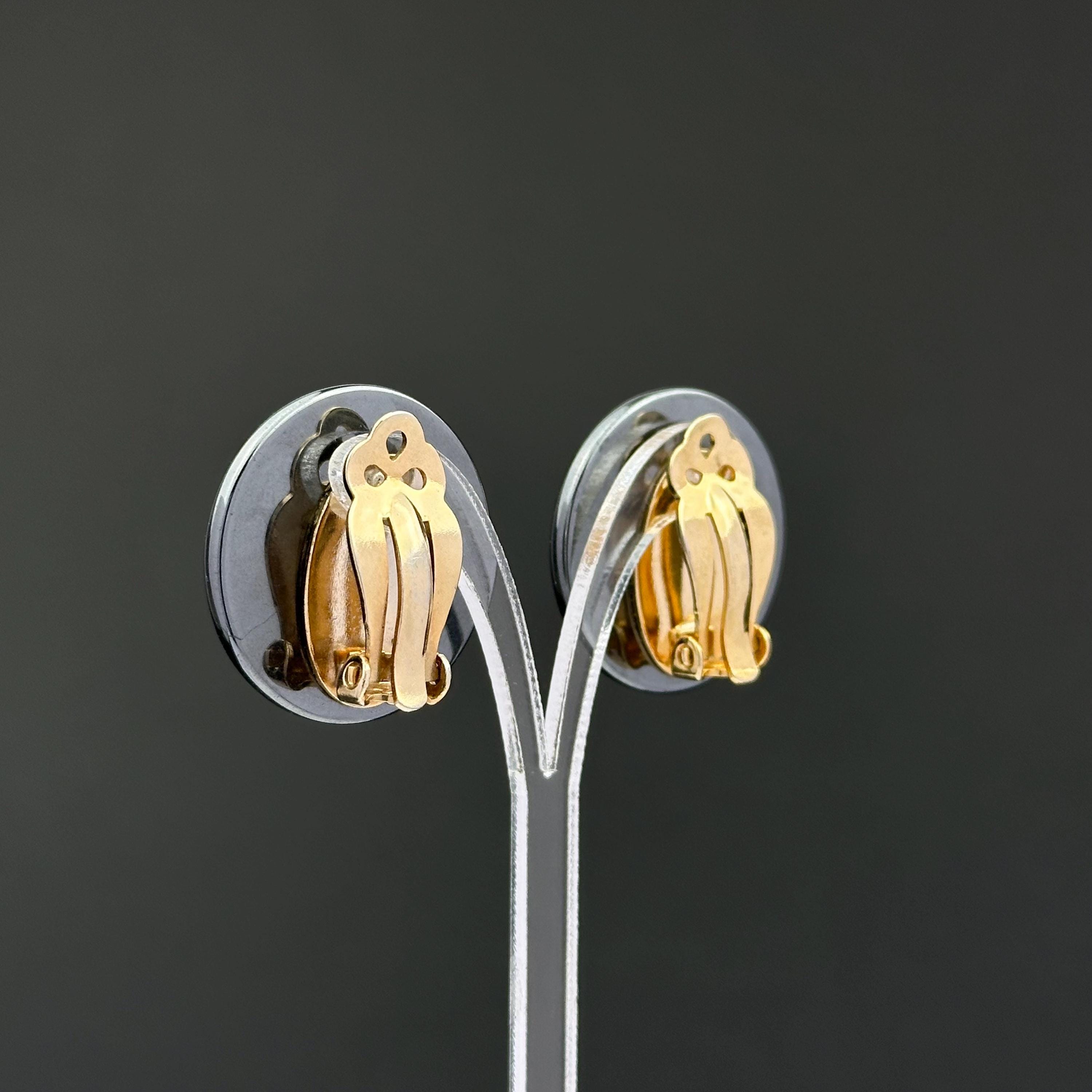 Vintage Hematite round clip-on earrings
