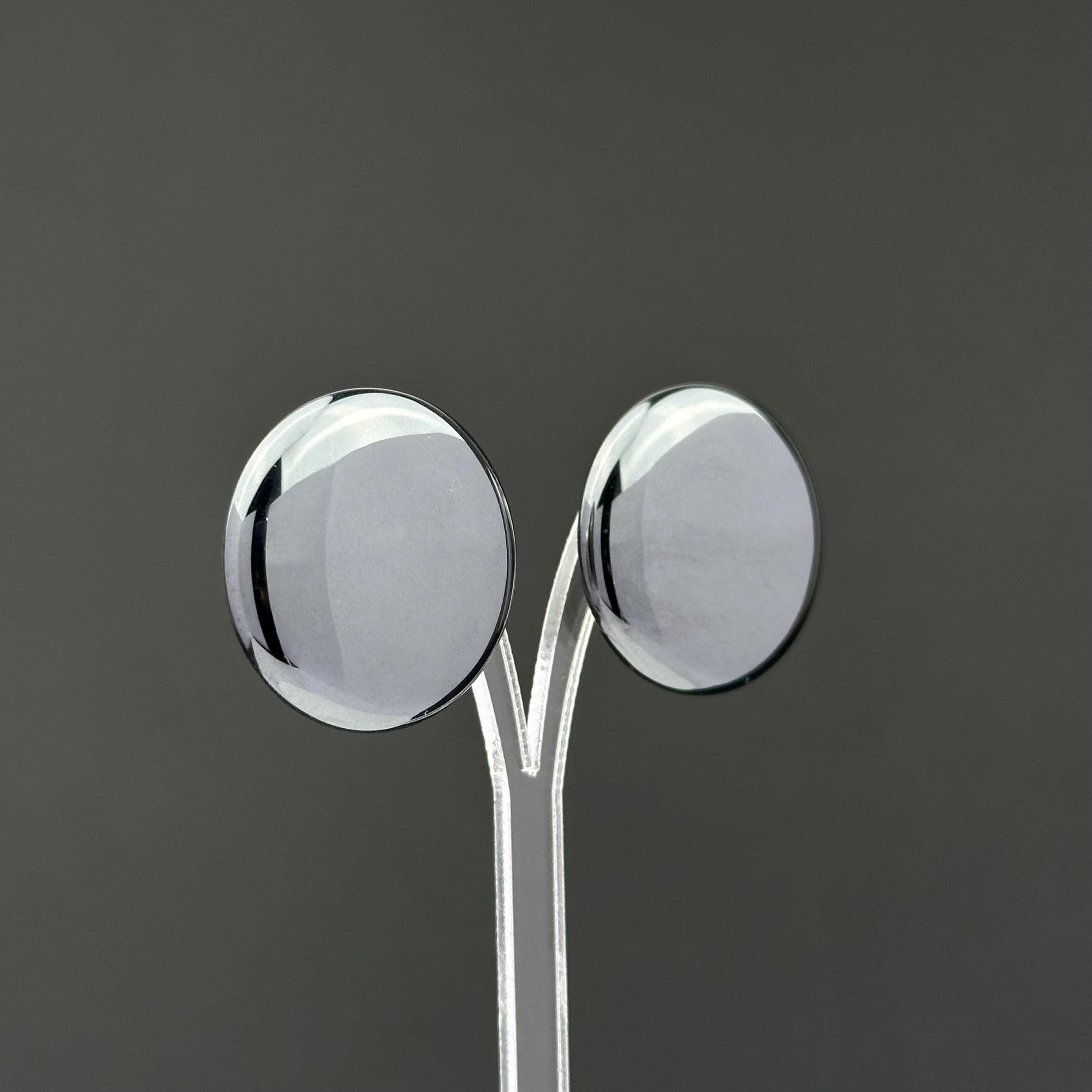 Vintage Hematite round clip-on earrings