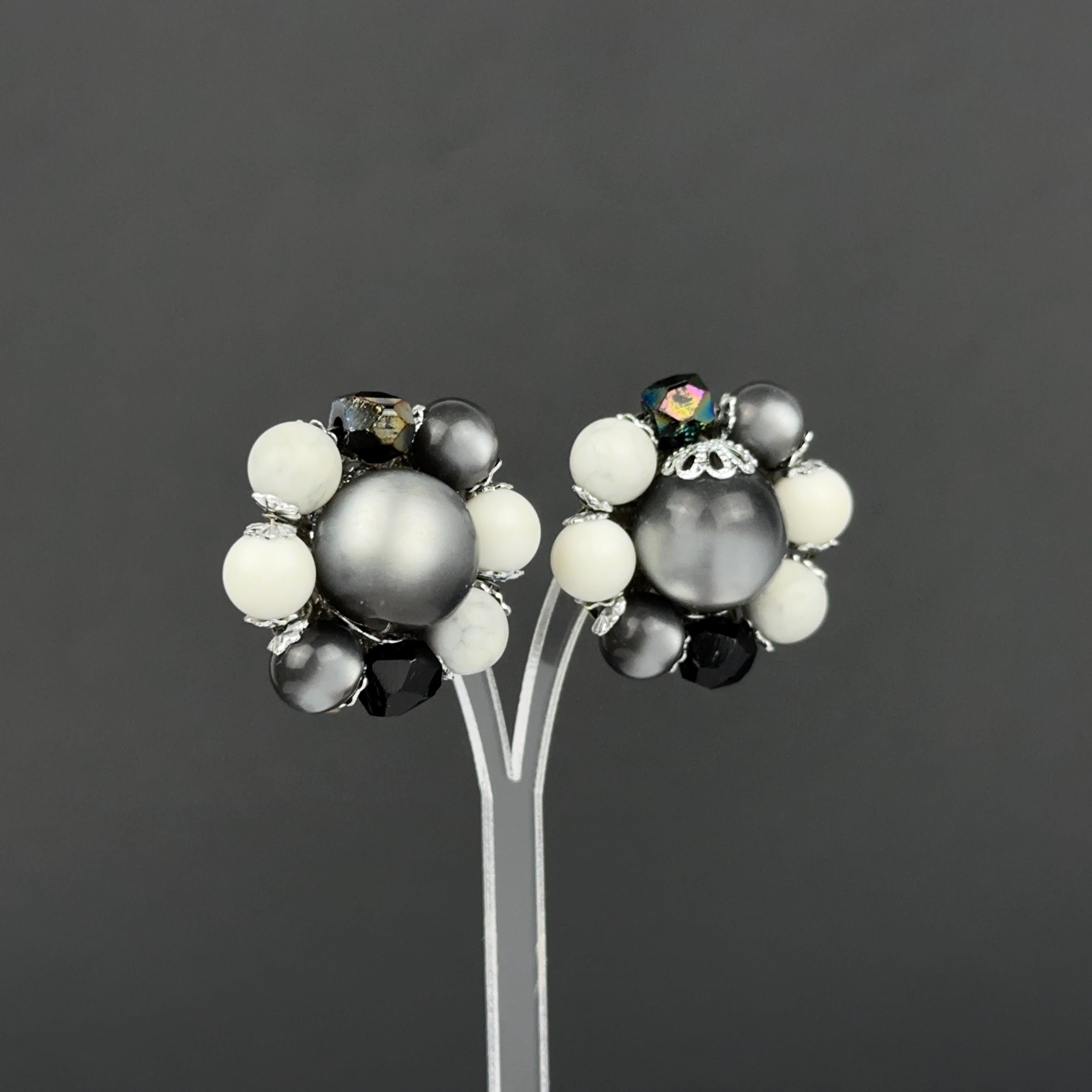 Vintage Japan cluster clip-on earrings