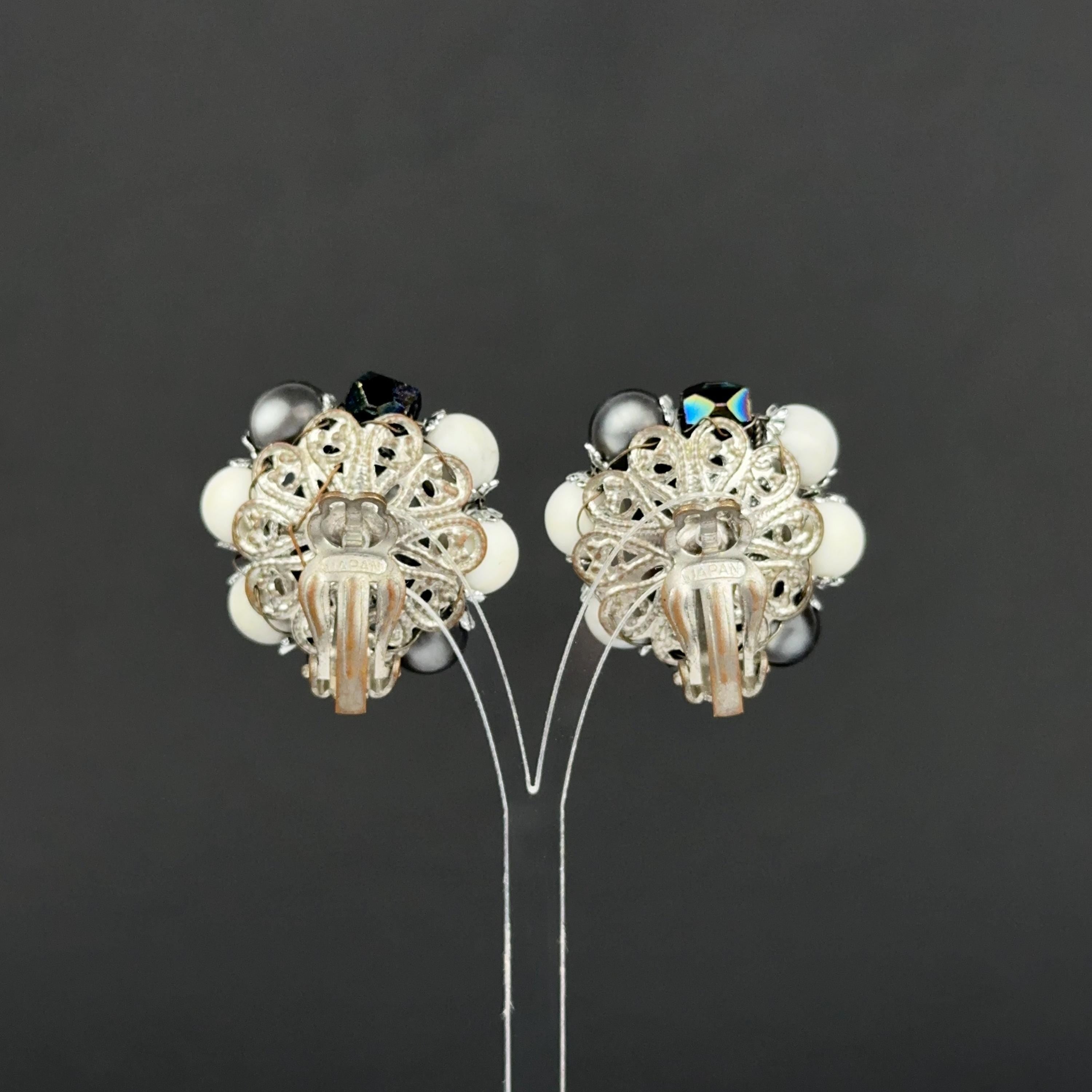 Vintage Japan cluster clip-on earrings