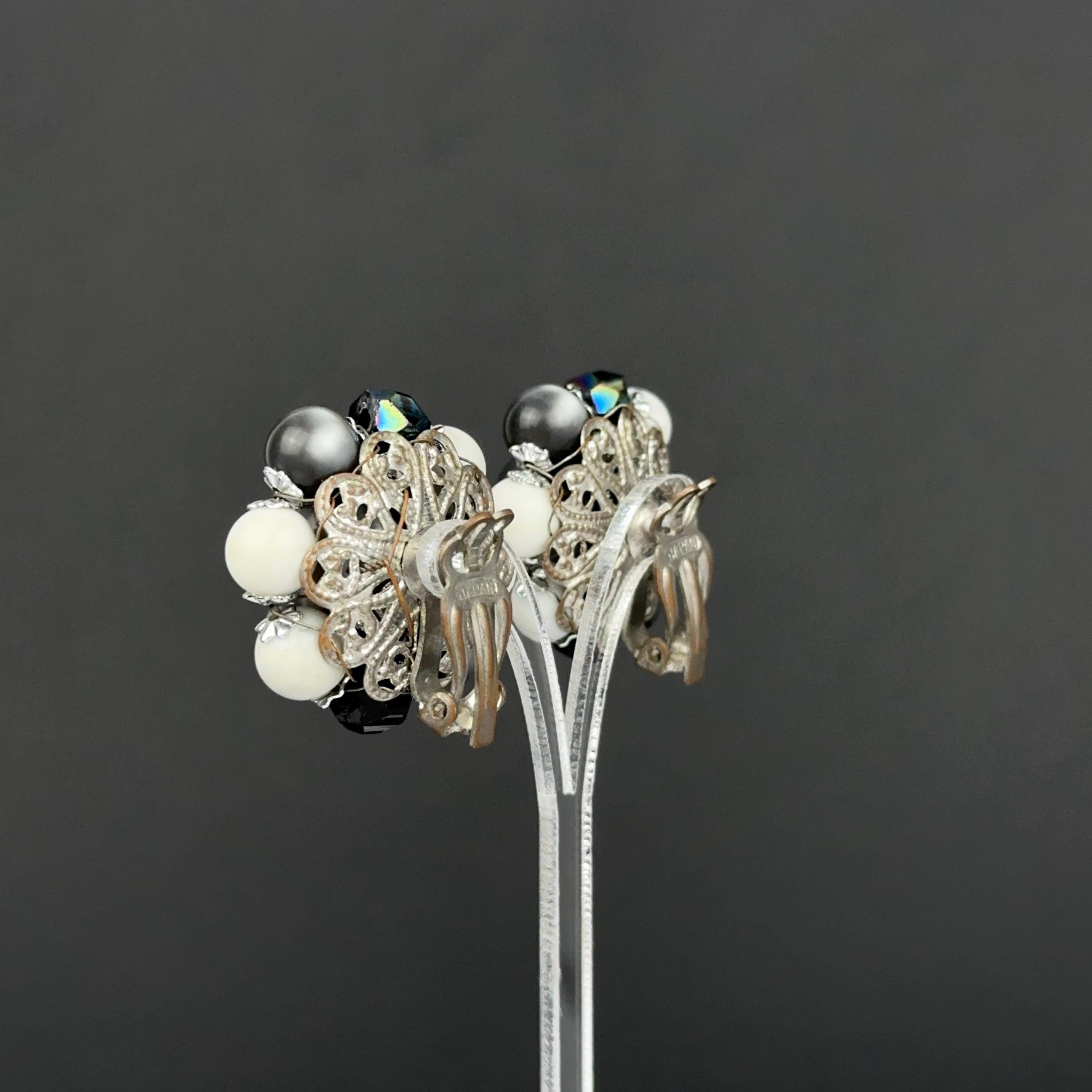 Vintage Japan cluster clip-on earrings
