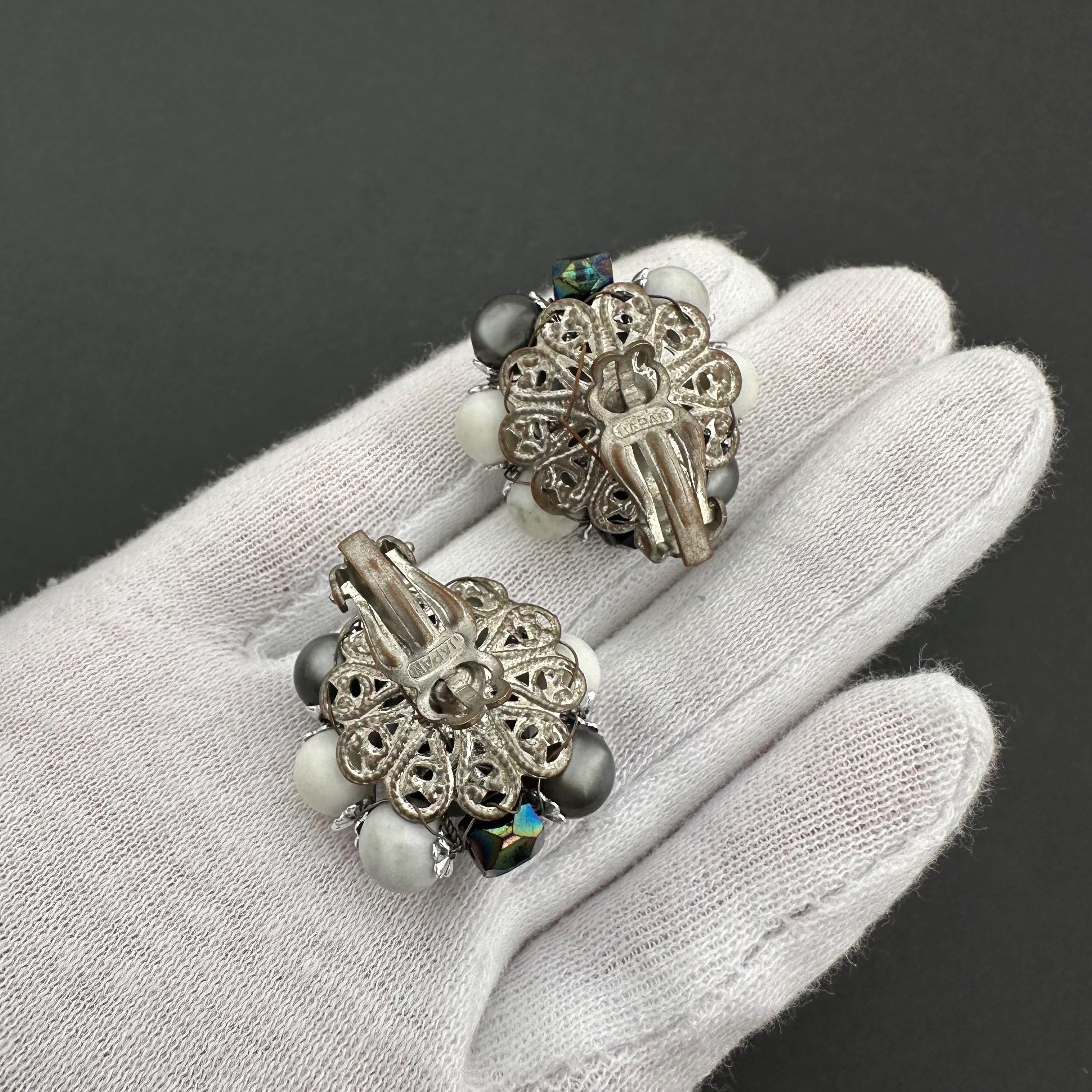 Vintage Japan cluster clip-on earrings