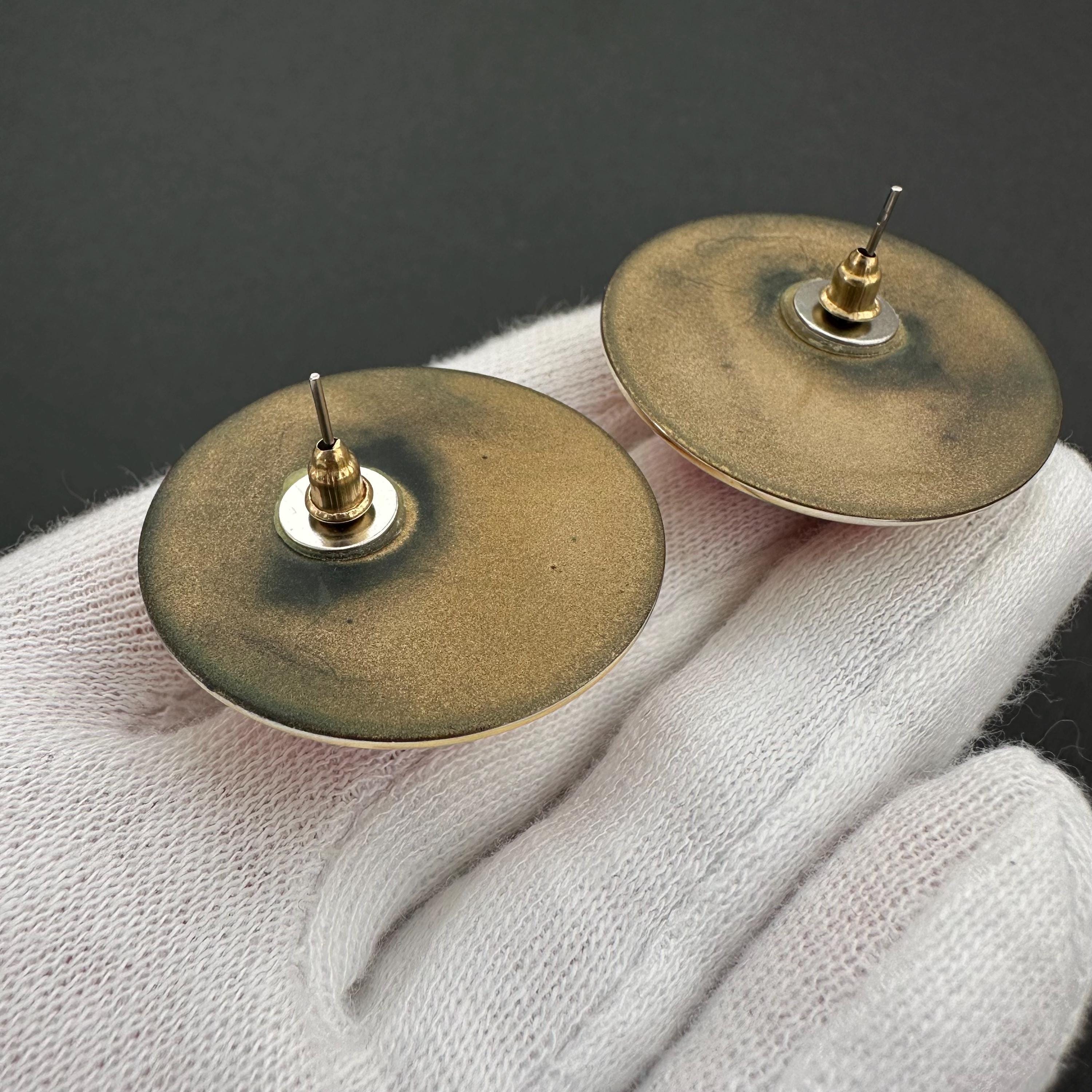 Vintage red & gold tone statement stud earrings