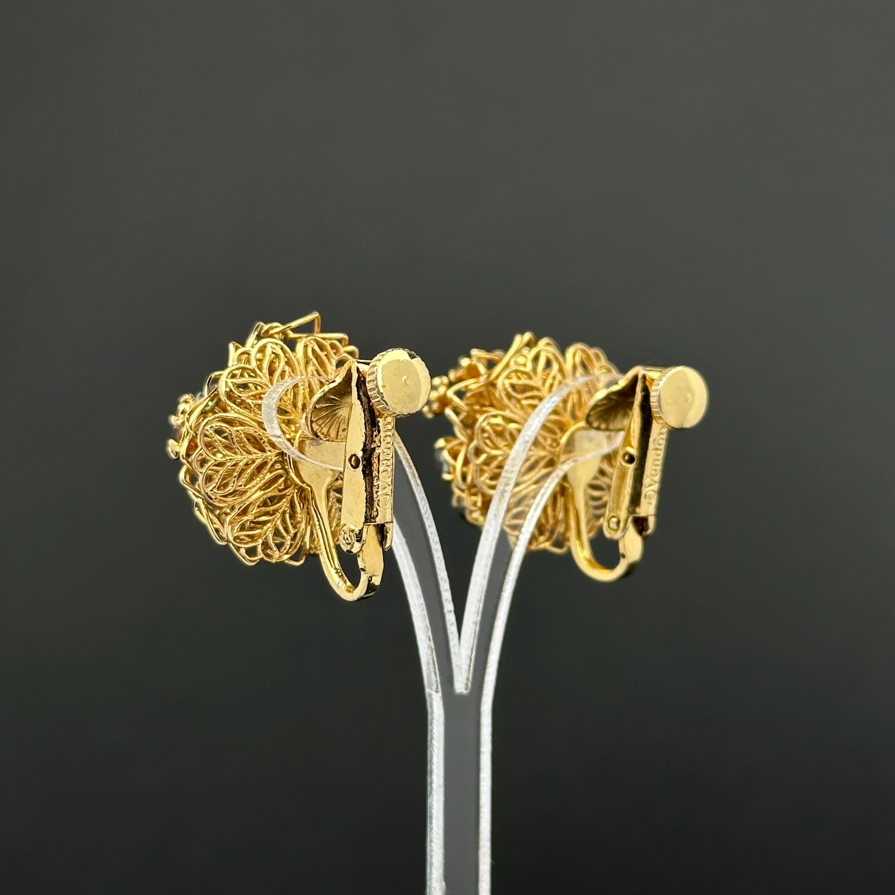 Vintage Vendome gold tone and rhinestone clip-on earrings