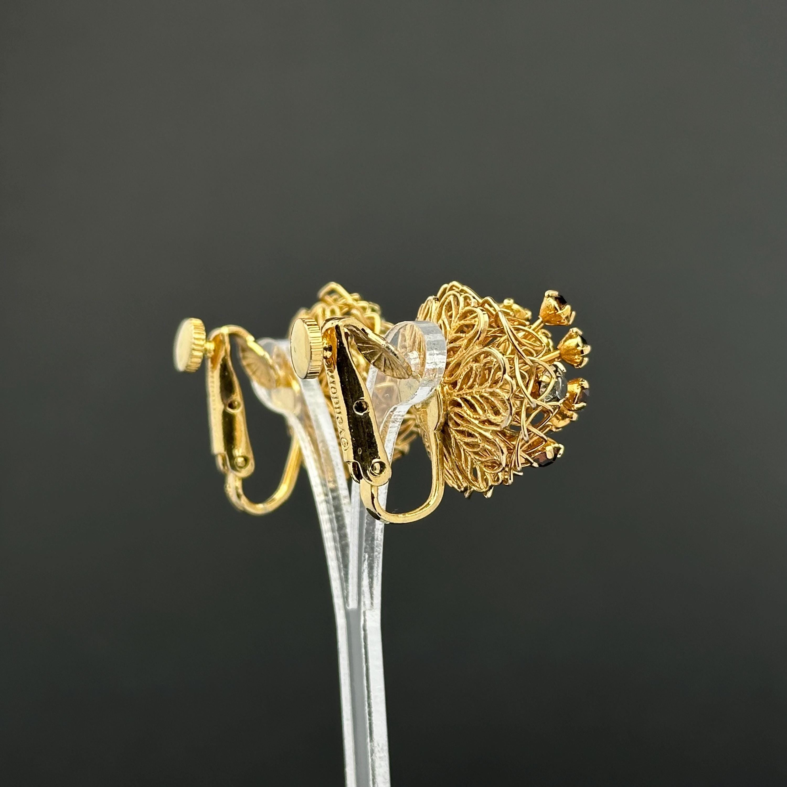 Vintage Vendome gold tone and rhinestone clip-on earrings