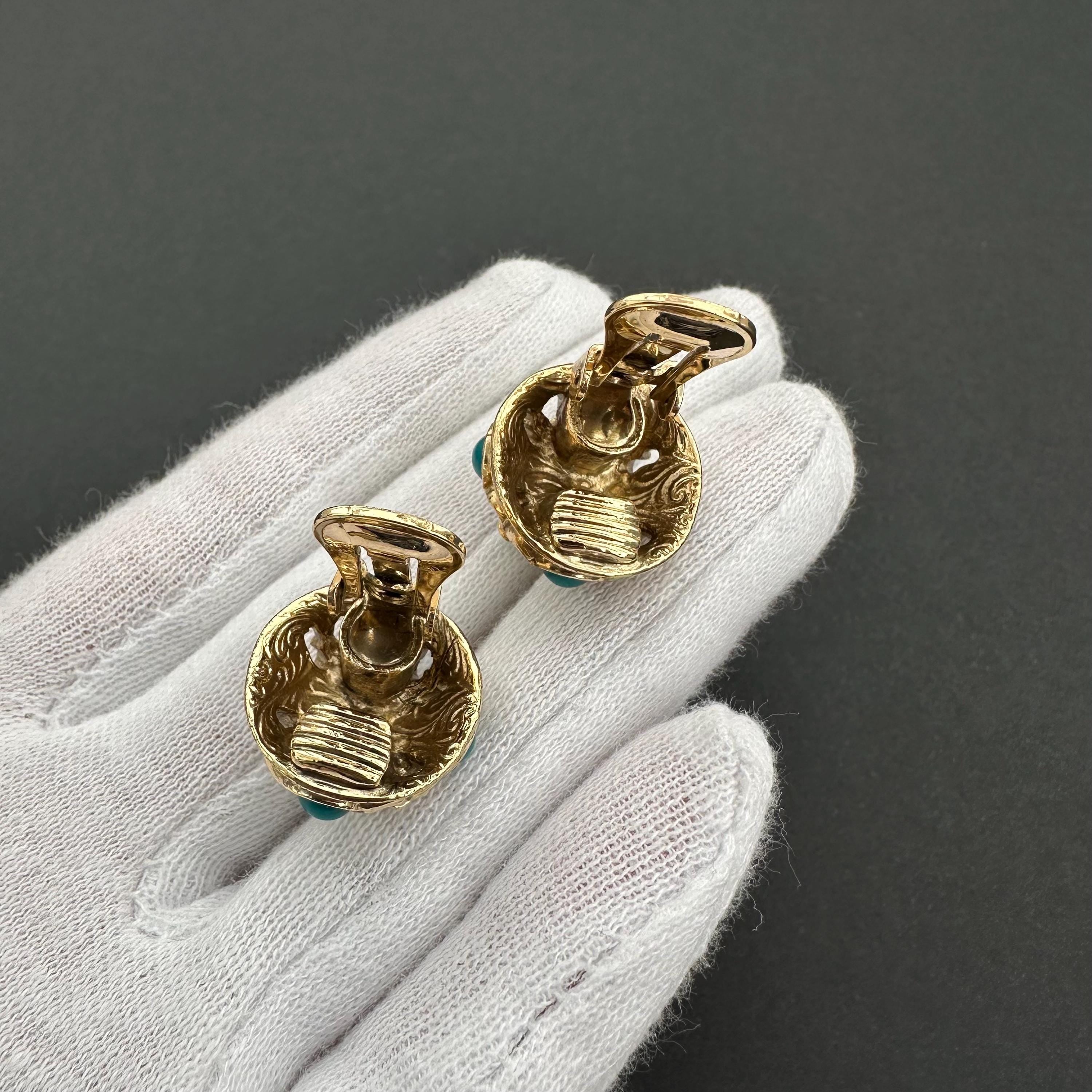 1928 Vintage Clip On Earrings: Emerald Green & Gold Tone