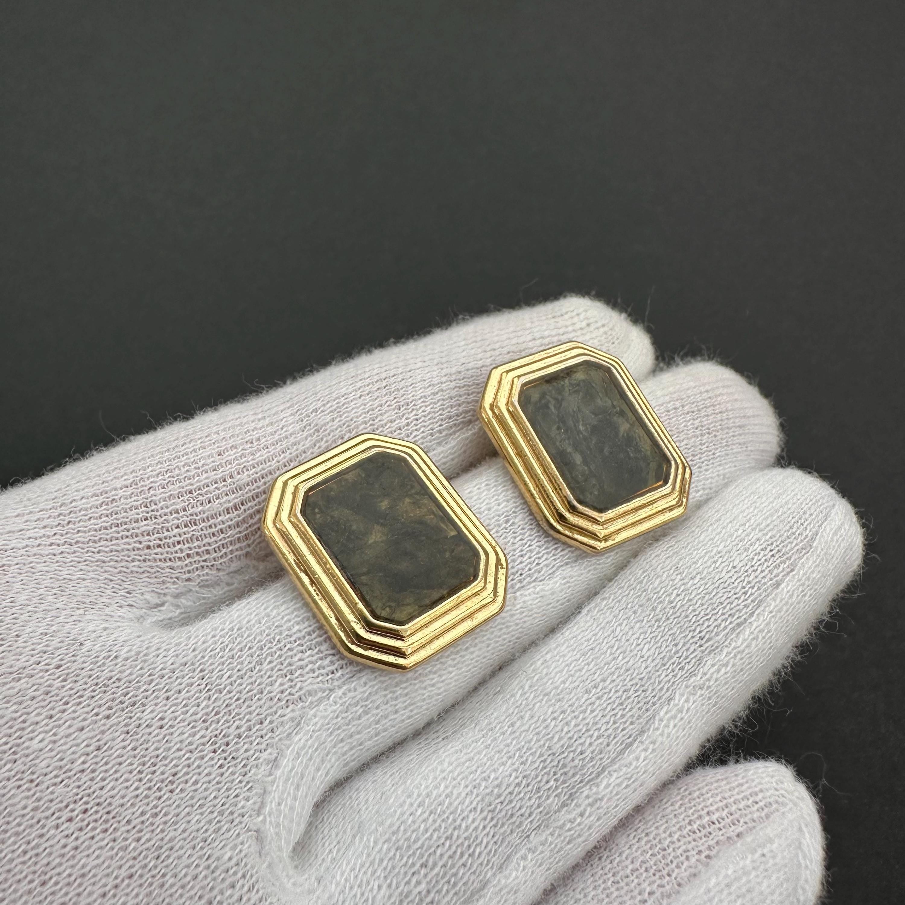 Vintage gold tone and green stud earrings