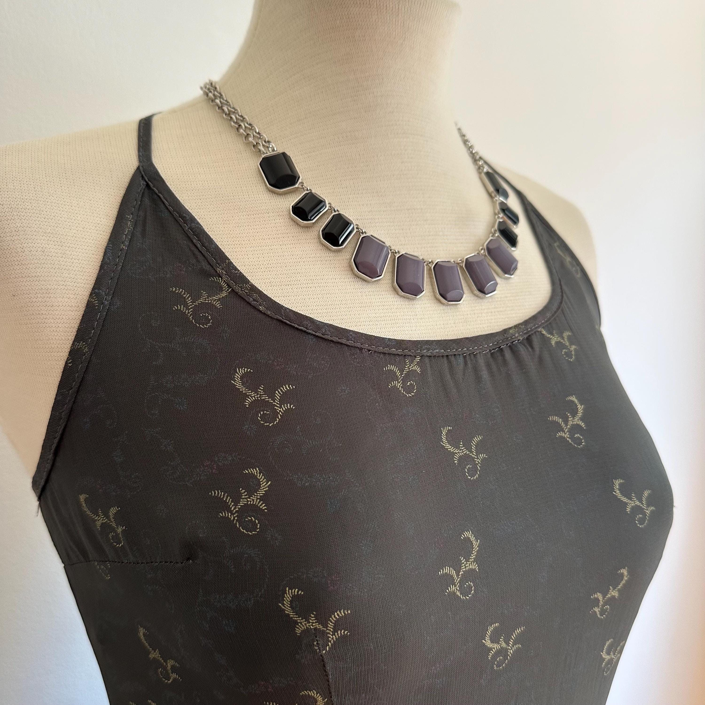 Vintage Cookie Lee black & gray necklace