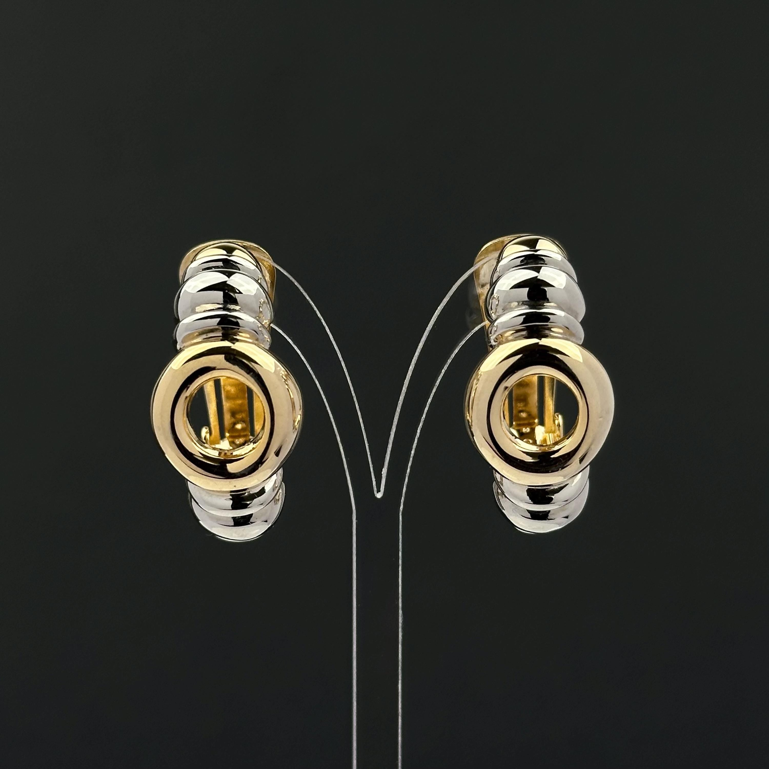 Vintage two-tone hoop clip on earrings
