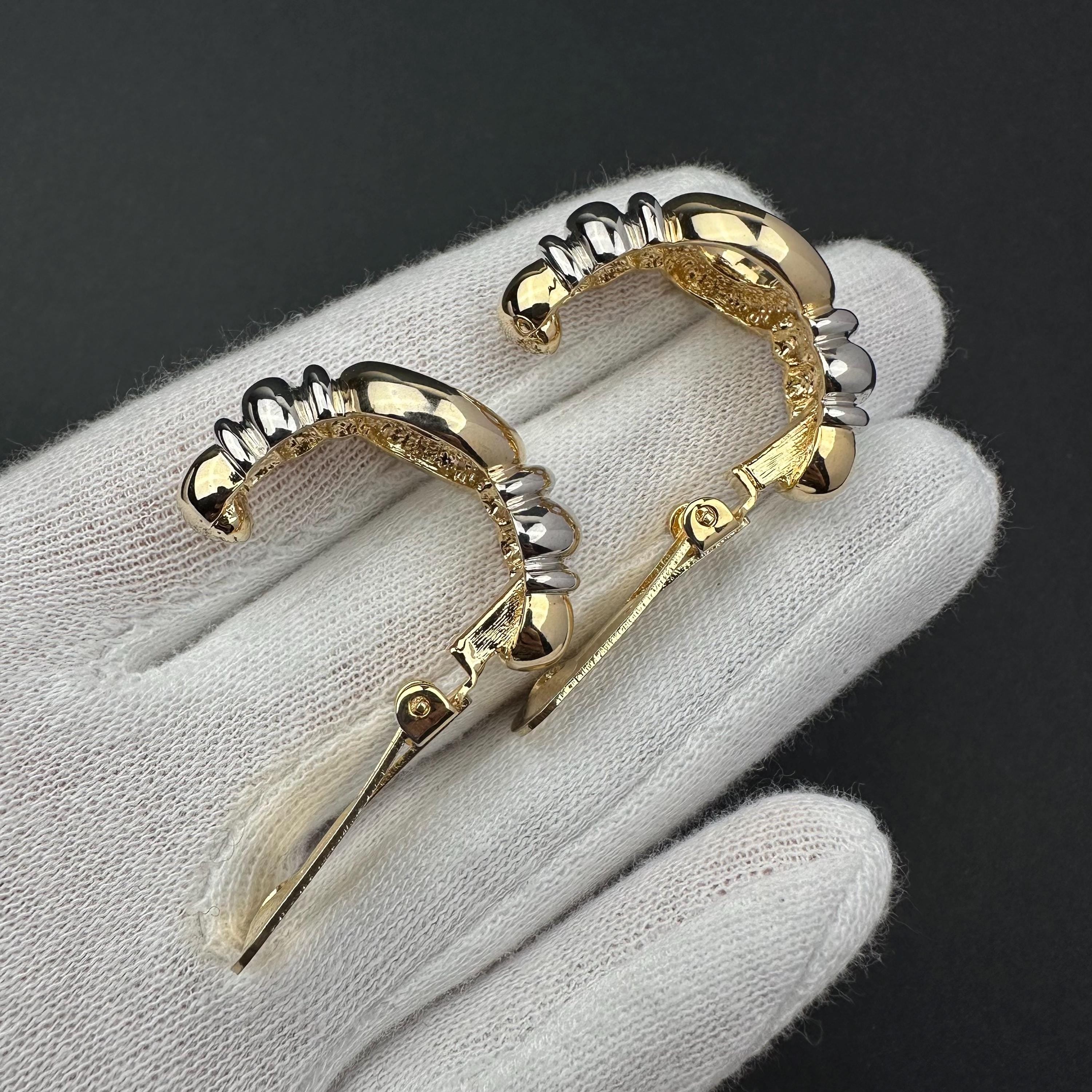 Vintage two-tone hoop clip on earrings