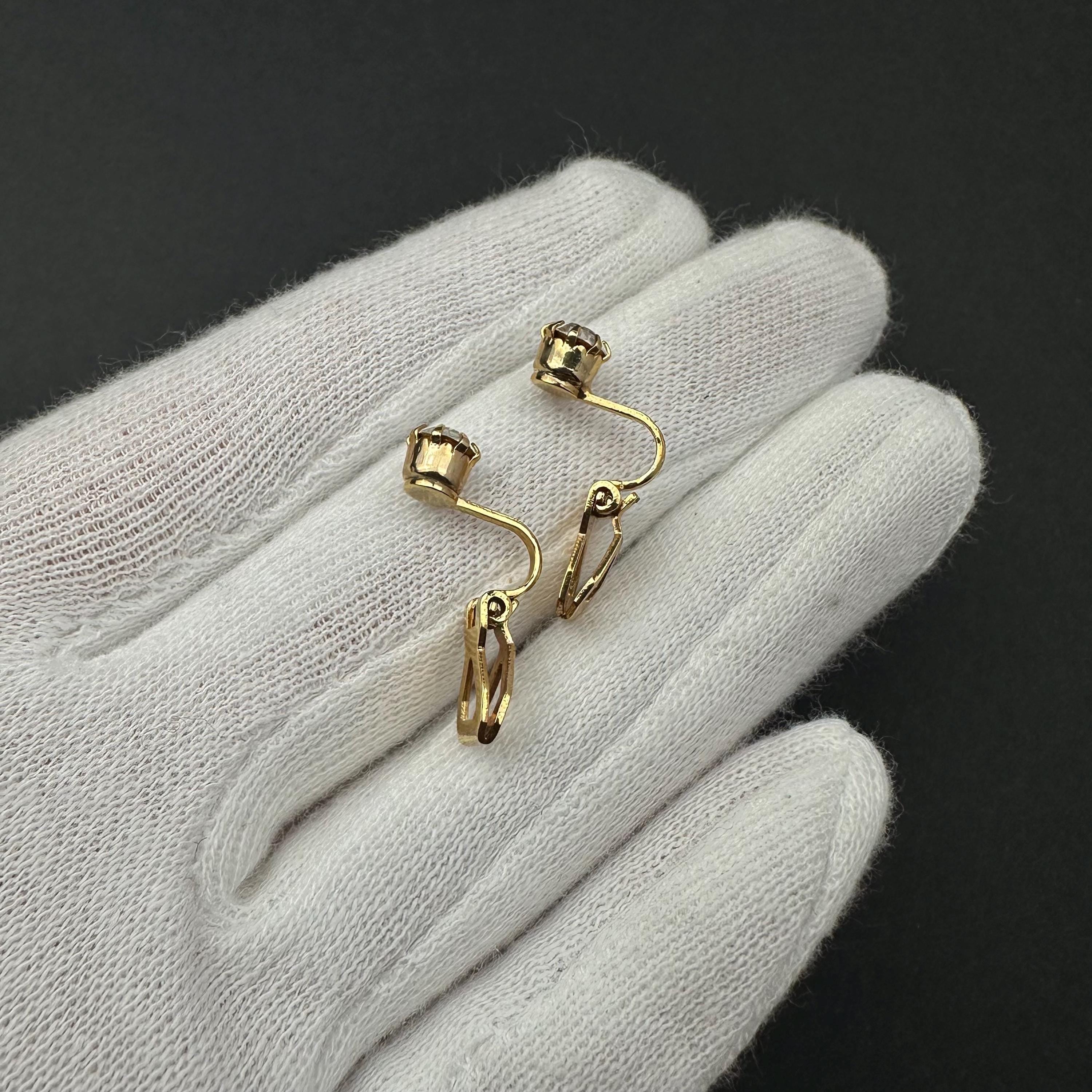 Vintage Rhinestone Clip-on Earrings: Gold Tone Petite Jewelry