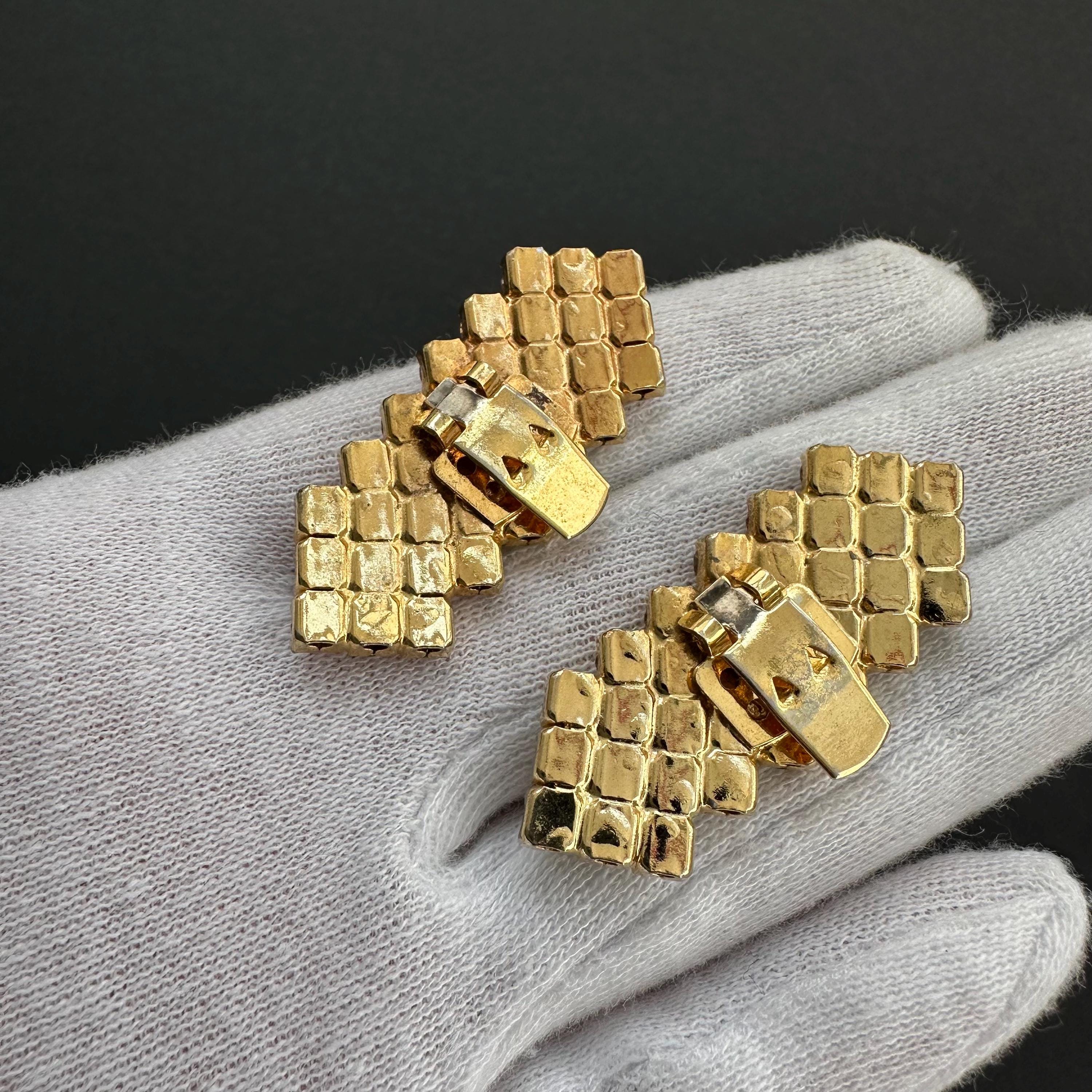 Vintage Bluette gold tone and rhinestone chevron shoe clips – Made in France