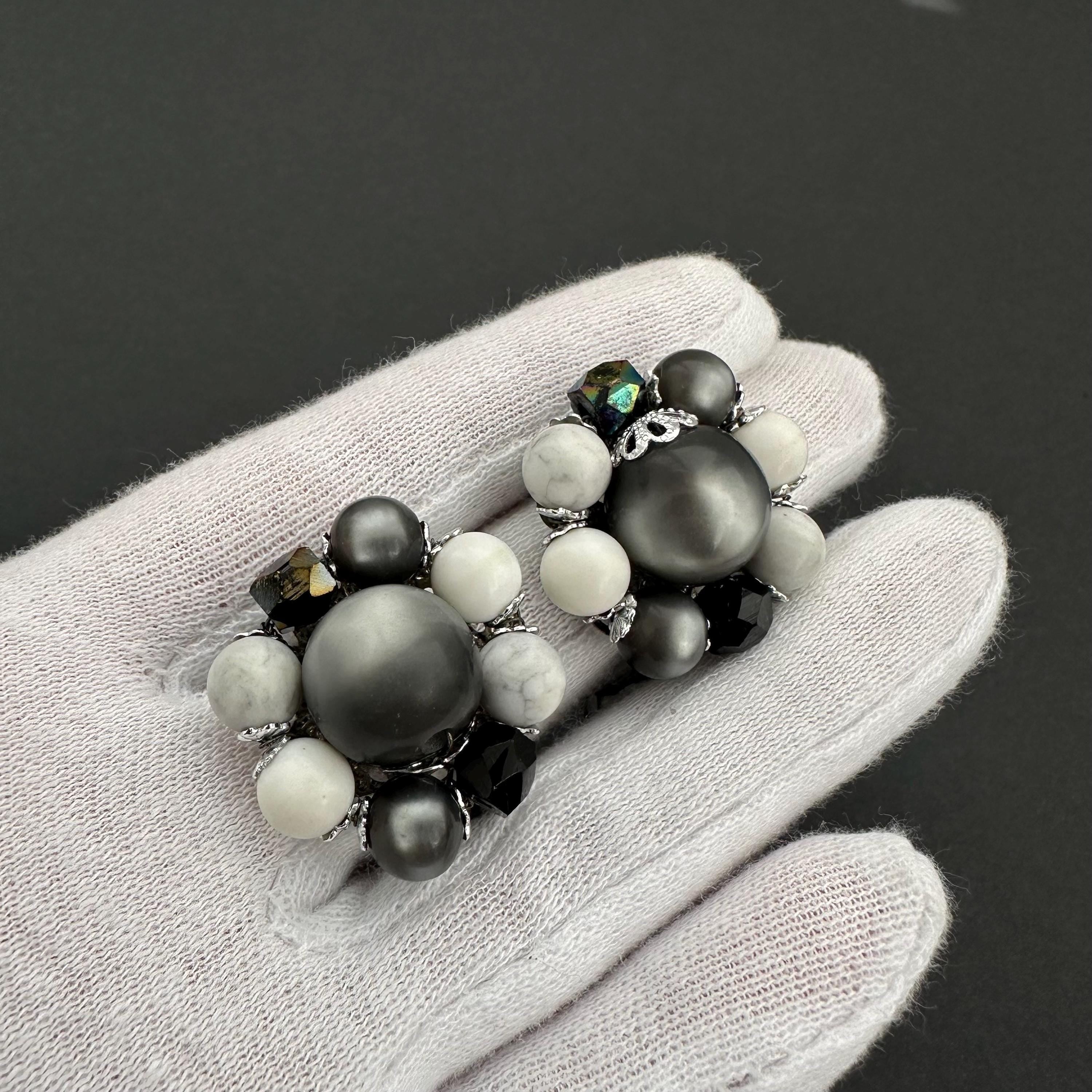 Vintage Japan cluster clip-on earrings