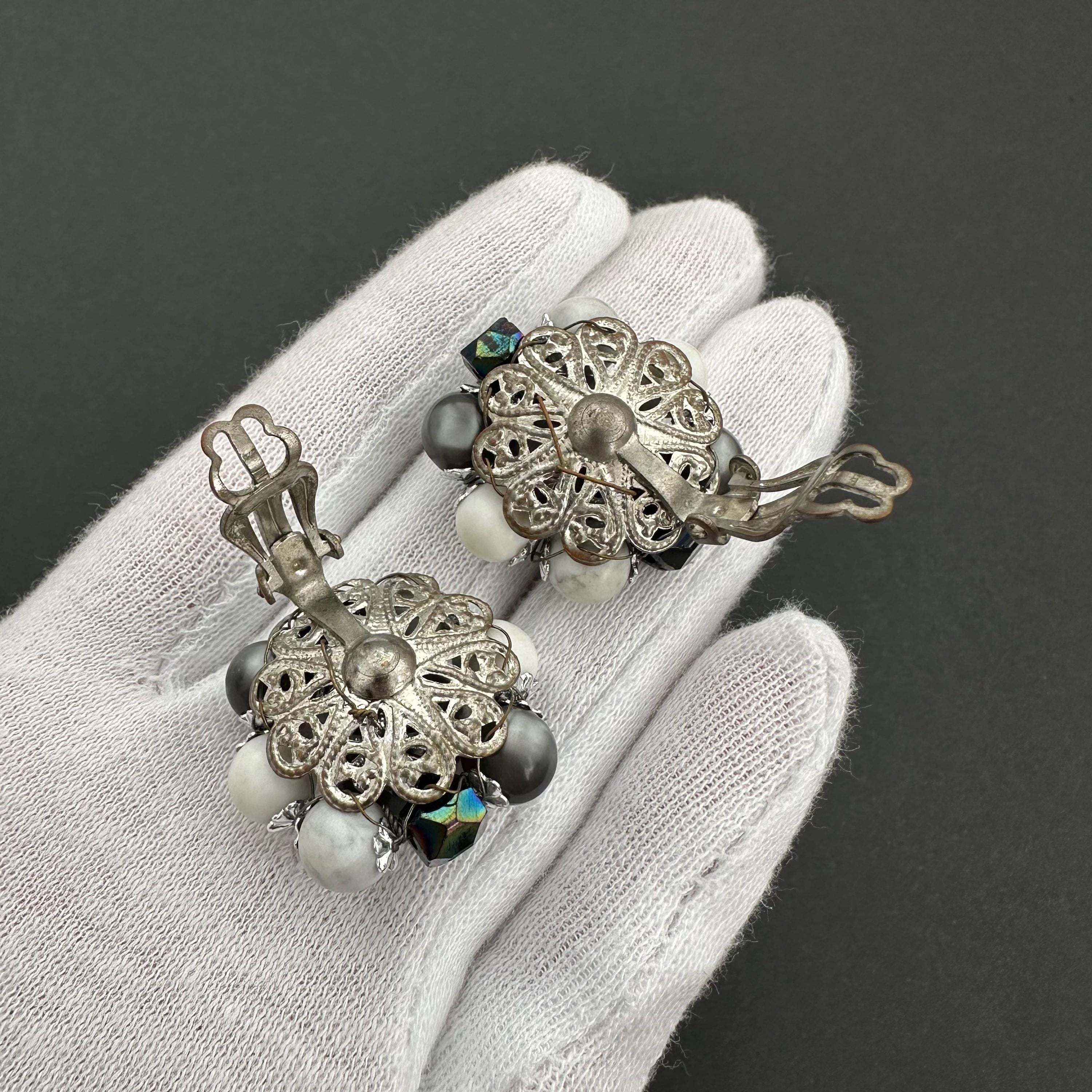Vintage Japan cluster clip-on earrings
