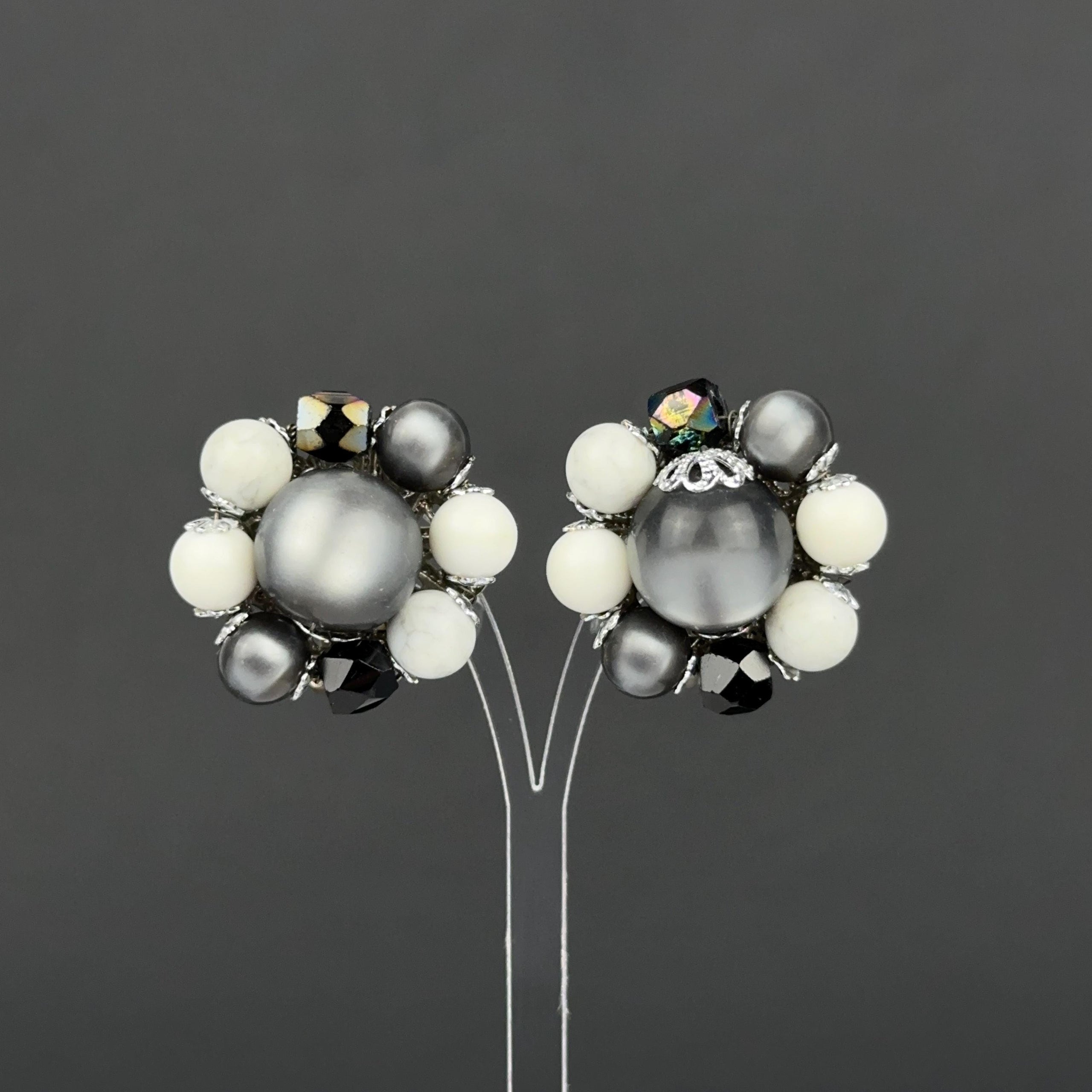 Vintage Japan cluster clip-on earrings
