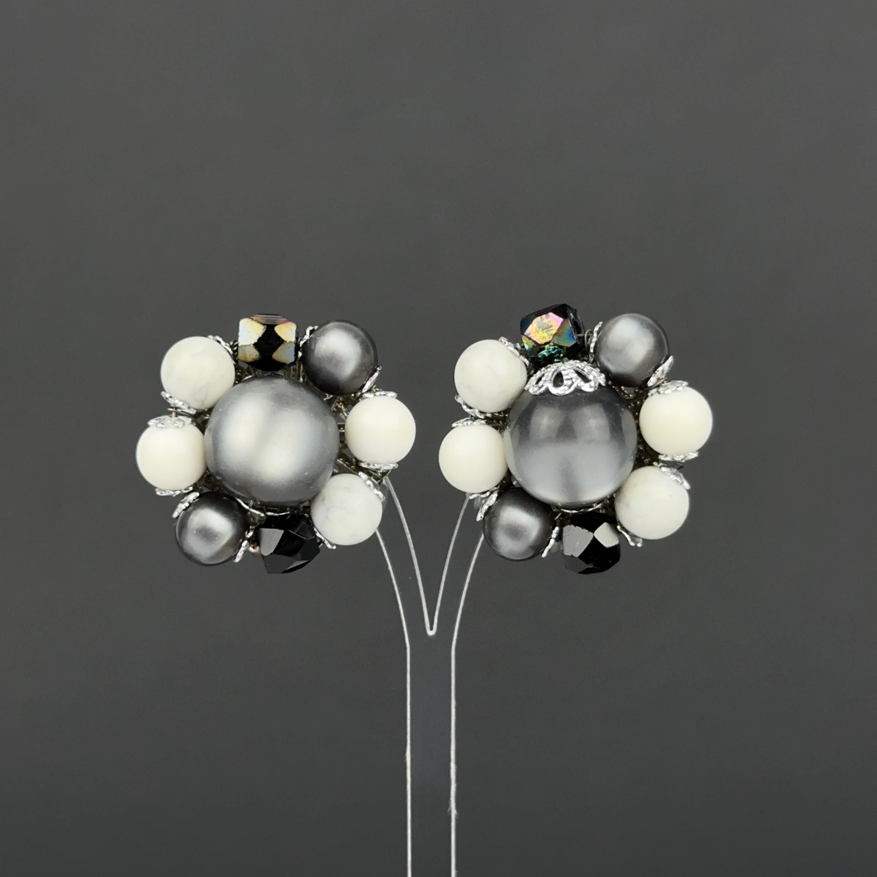Vintage Japan cluster clip-on earrings