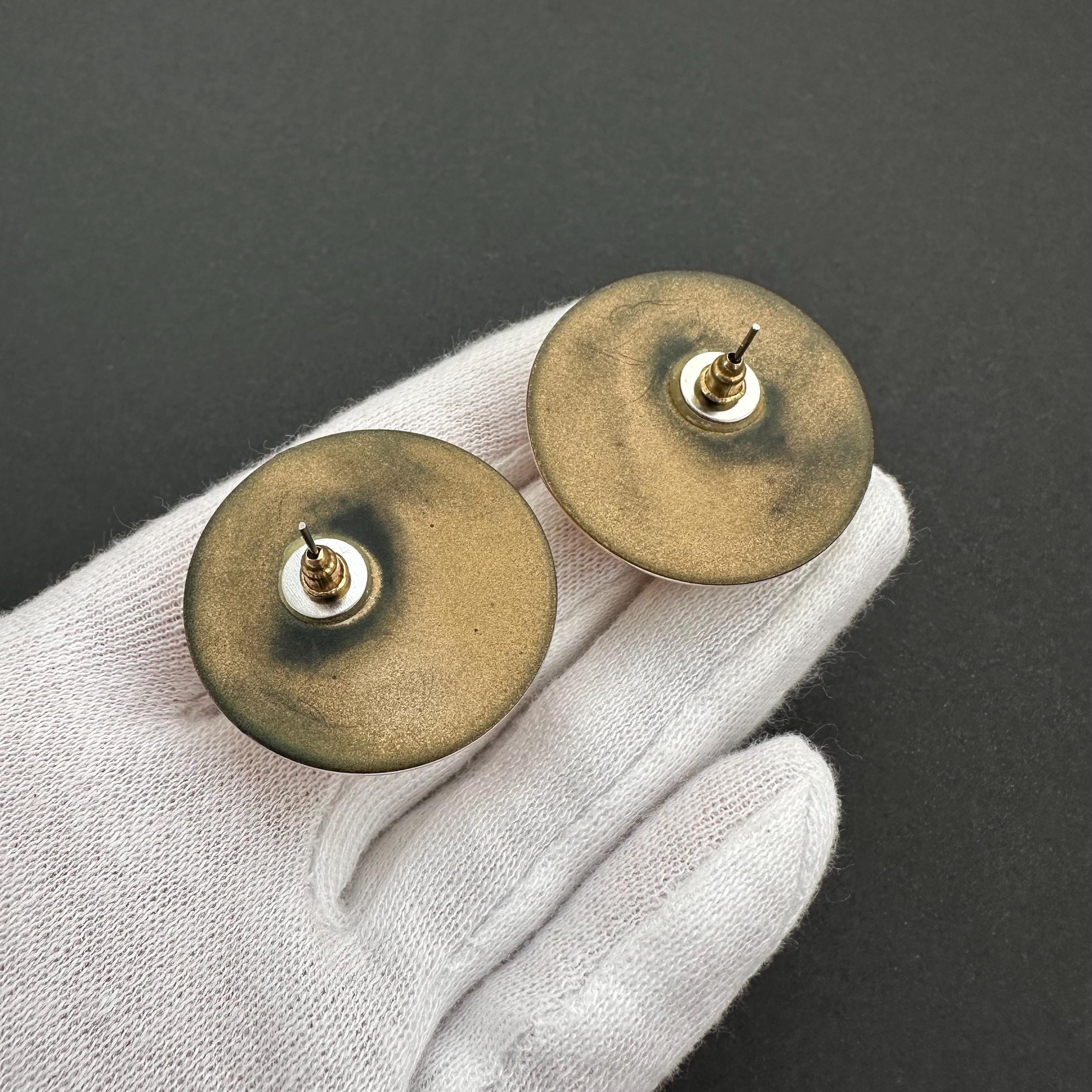 Vintage red & gold tone statement stud earrings