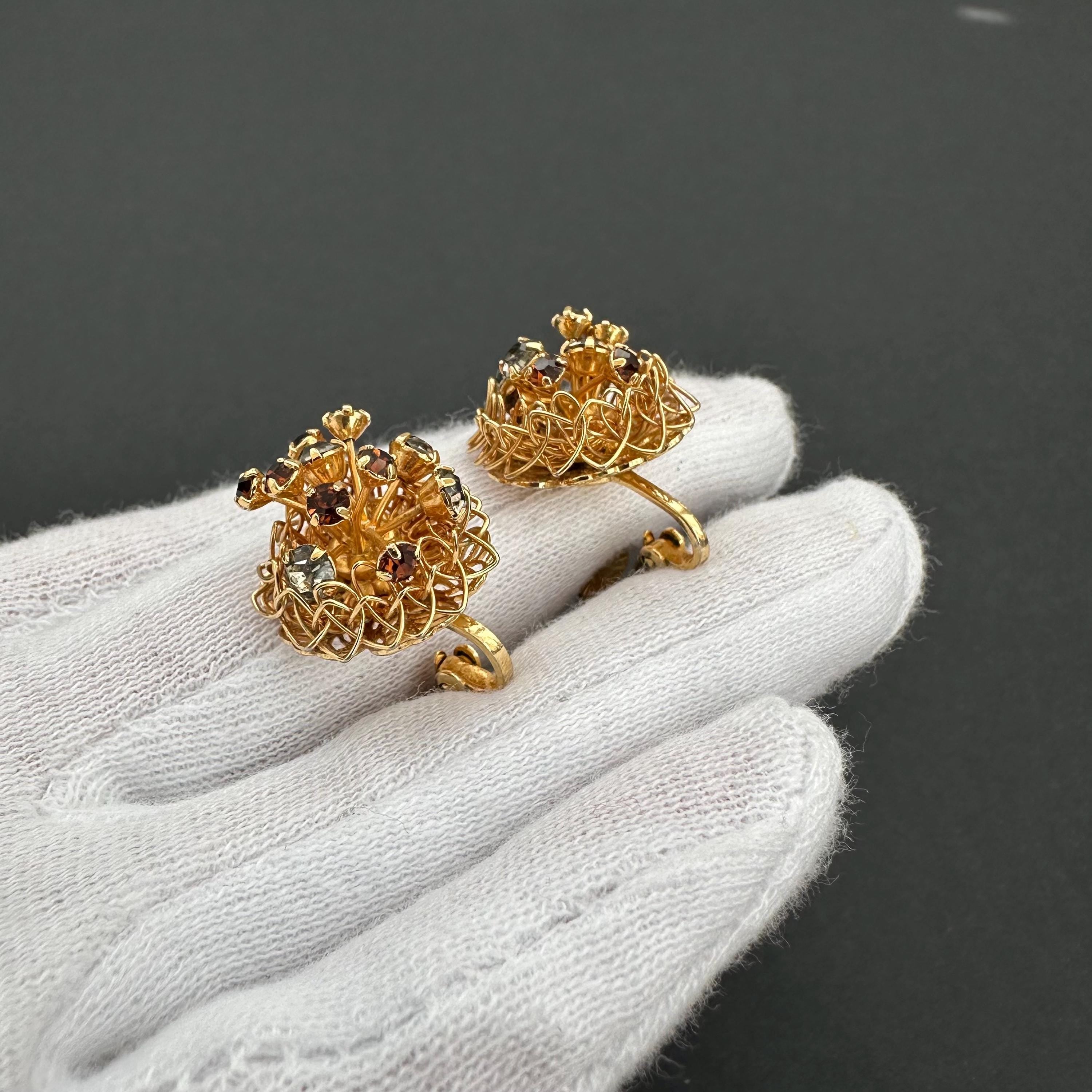 Vintage Vendome gold tone and rhinestone clip-on earrings